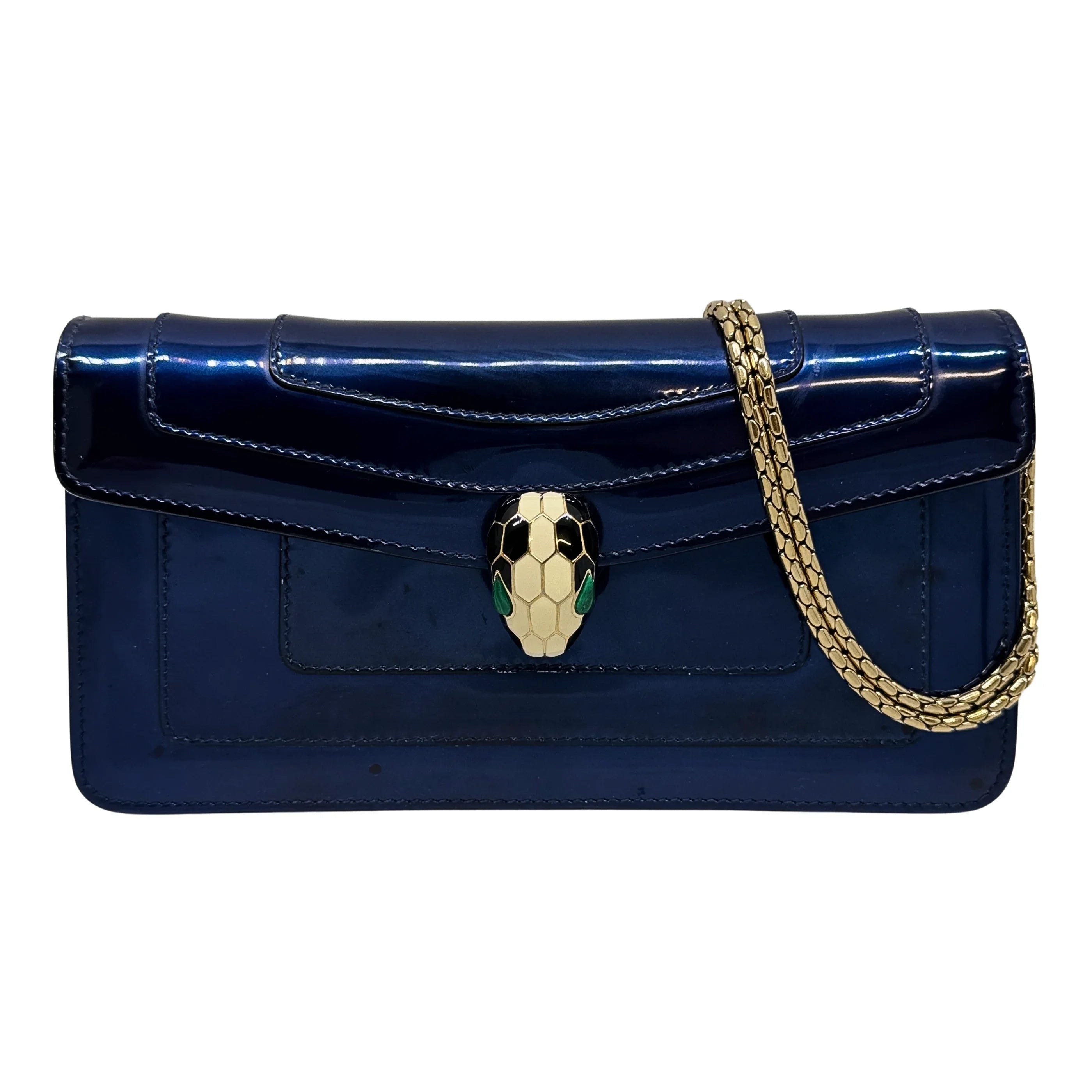 Bvlgari Serpenti Forever Chain Crossbody Bag Navy Blue - Lost Designer
