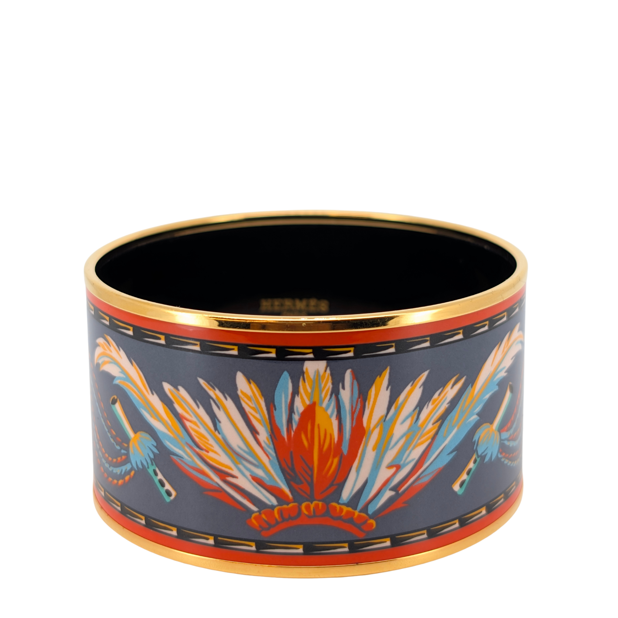 Hermès extra-wide Brazil Enamel Bangle Bracelet