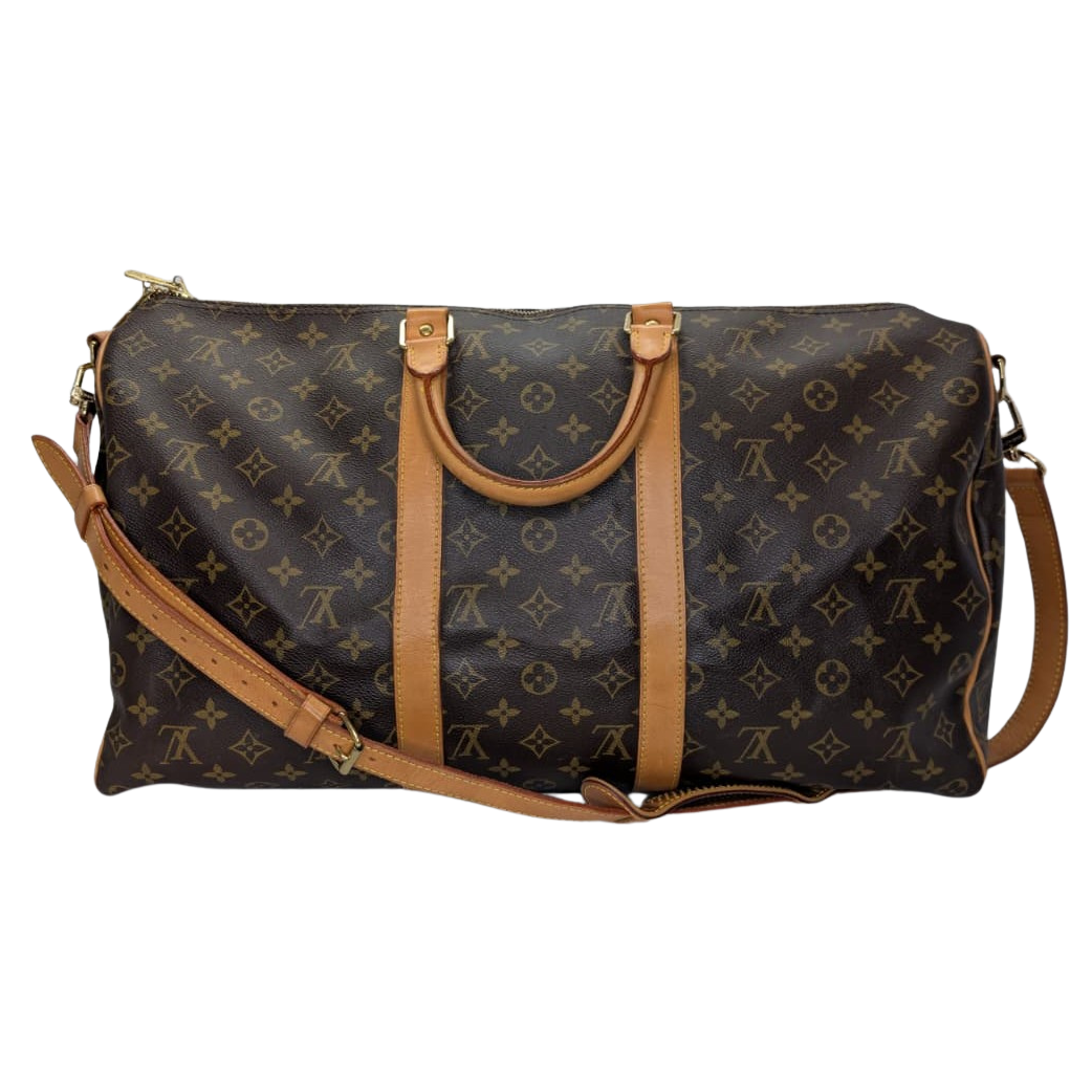 Louis Vuitton Monogram Keepall BandouliĆØre 50 Duffle Bag Brown