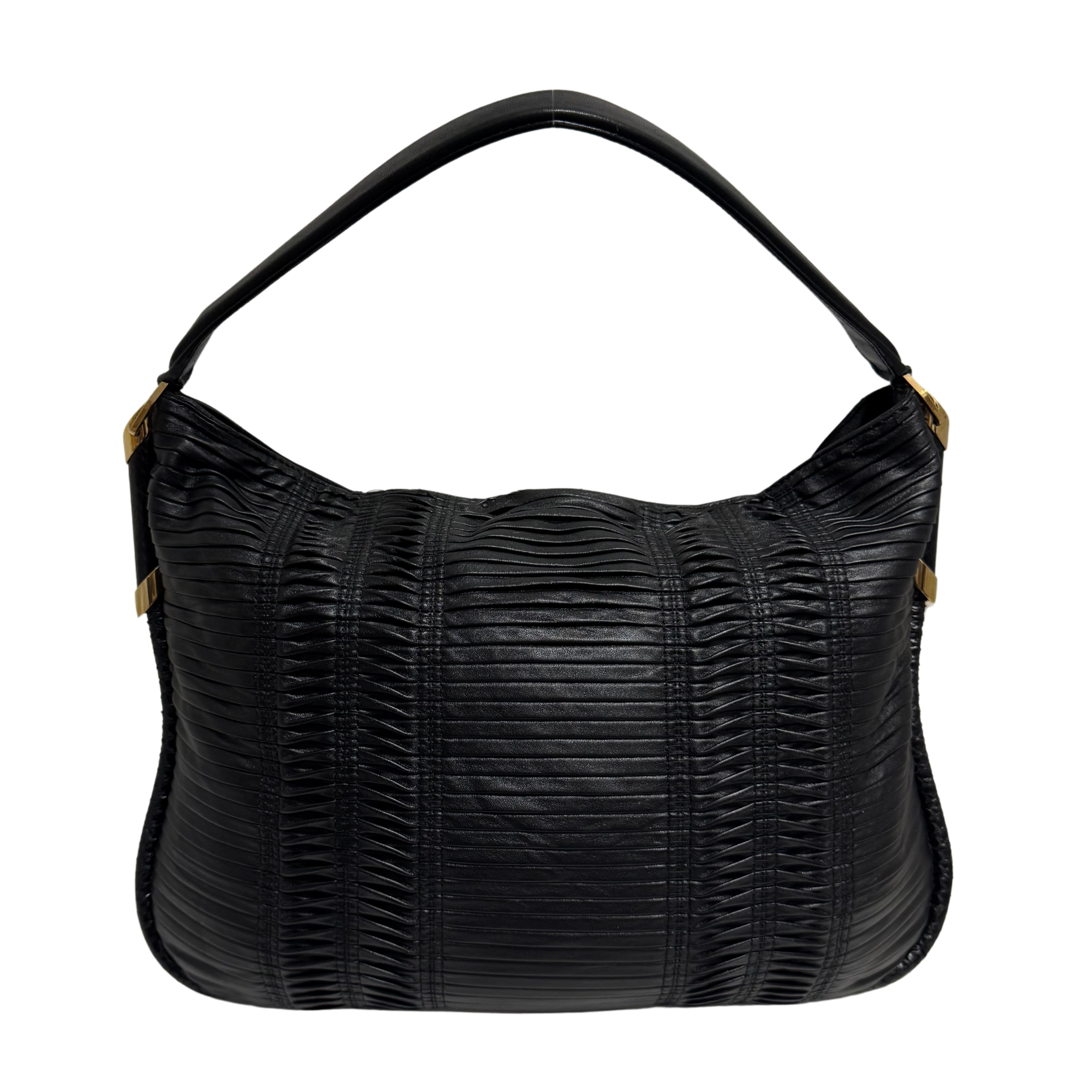 Jimmy Choo Black Leather Tote Bag with Gold-Tone Hardware