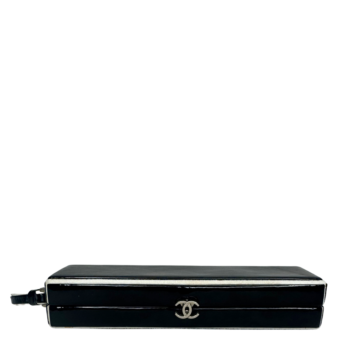 Chanel CC Small Box Clutch Patent Leather Black