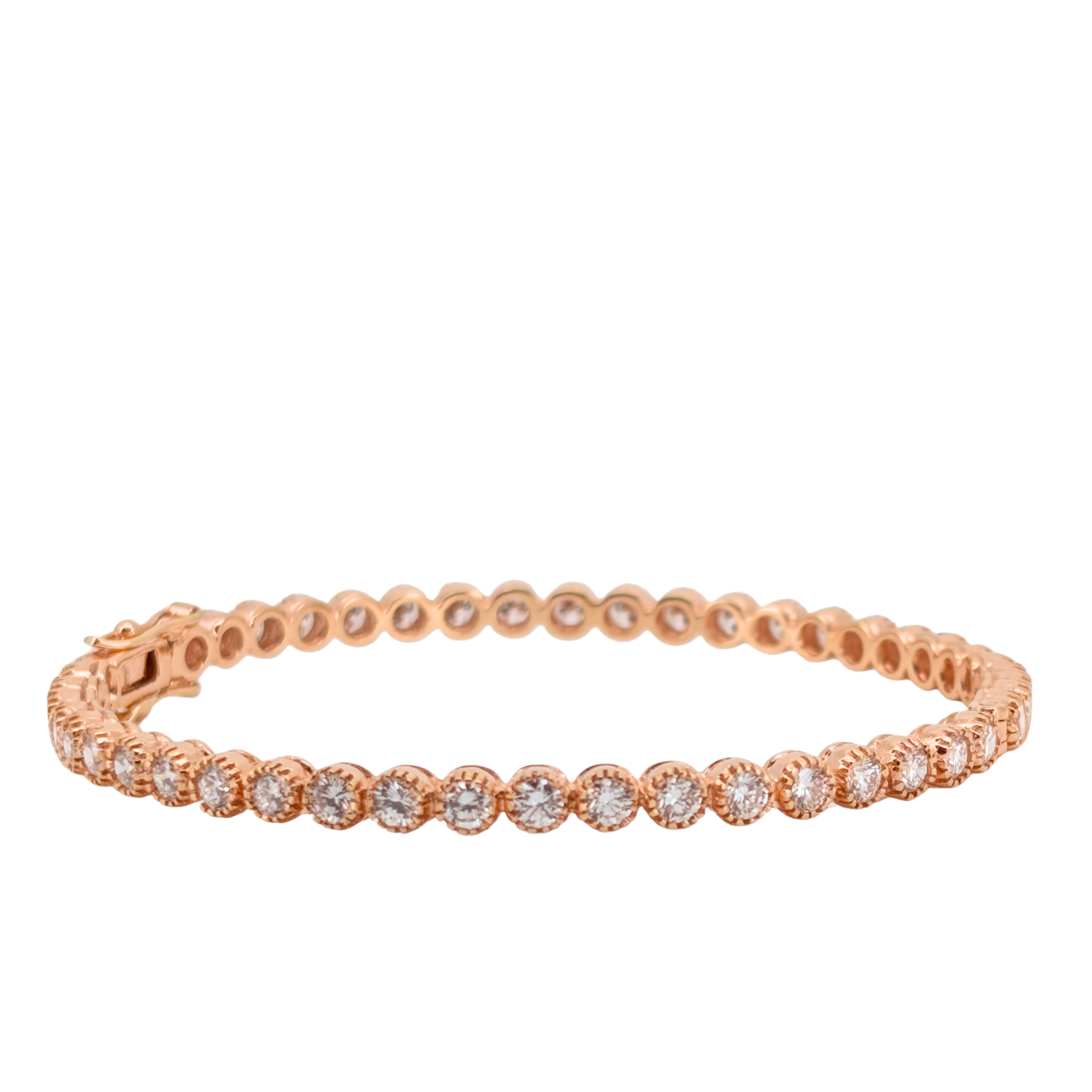 3.00Ct Natural Diamond Full Eternity Bangle In 18K Rose Gold