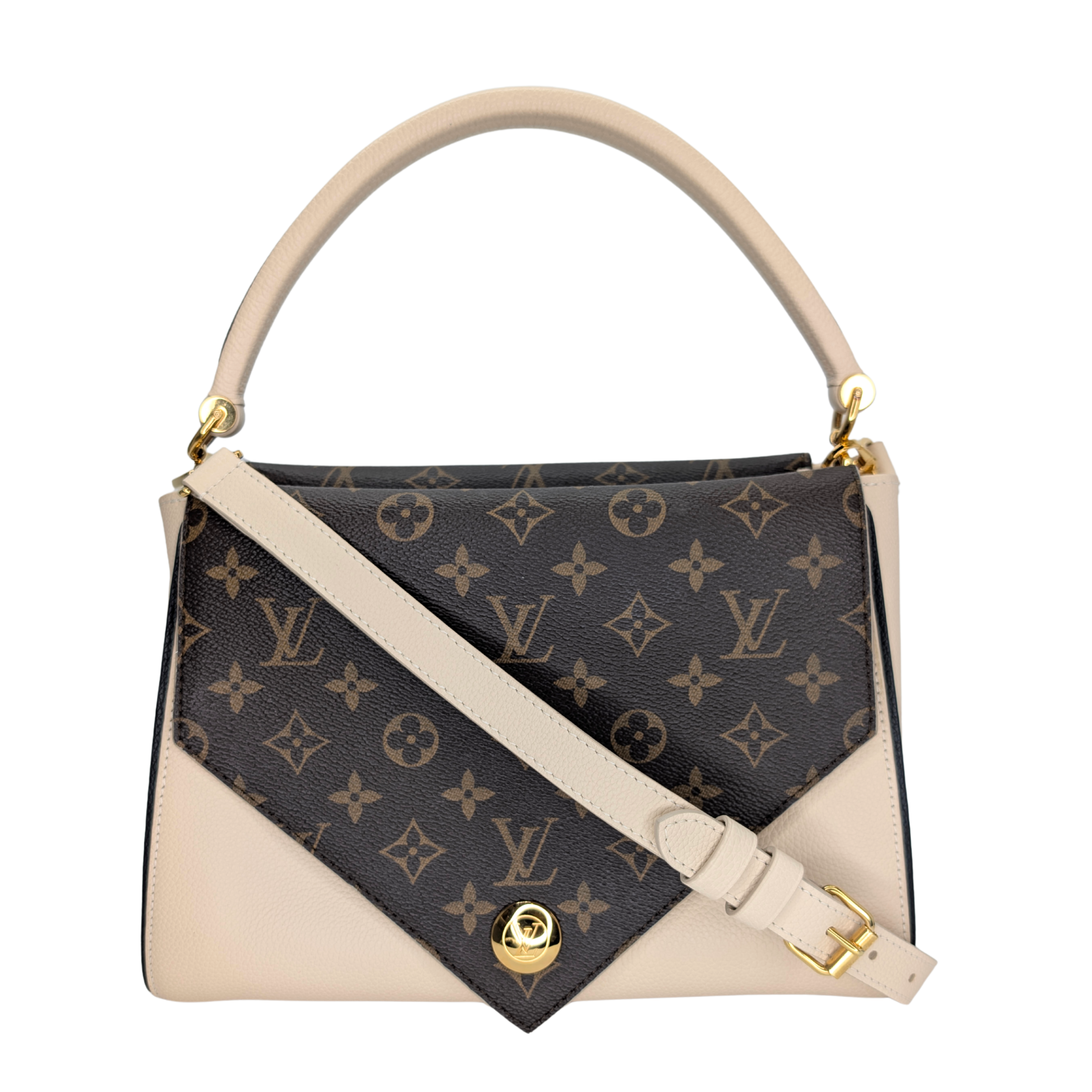 Louis Vuitton Double V Leather Bag Monogram Beige