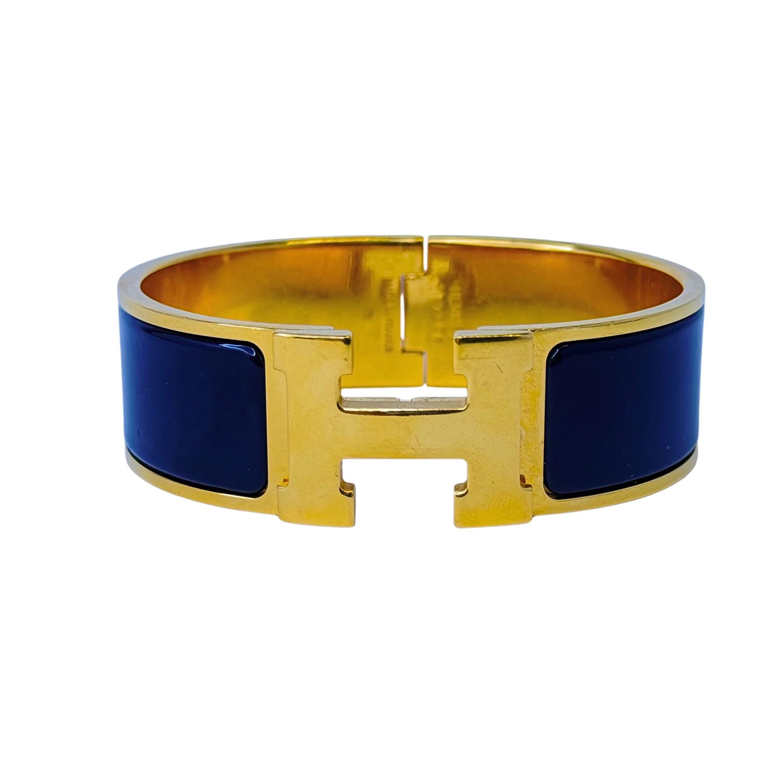 Hermes Clic Clac H Ultramarine Enamel Gold Hardware Bracelet - Lost Designer