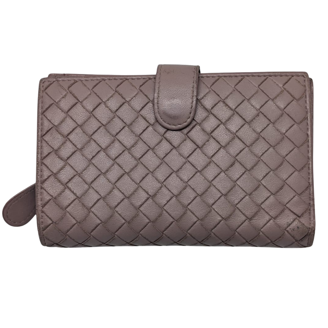 Bottega Veneta Intreciatto Vintage Wallet Leather Pink