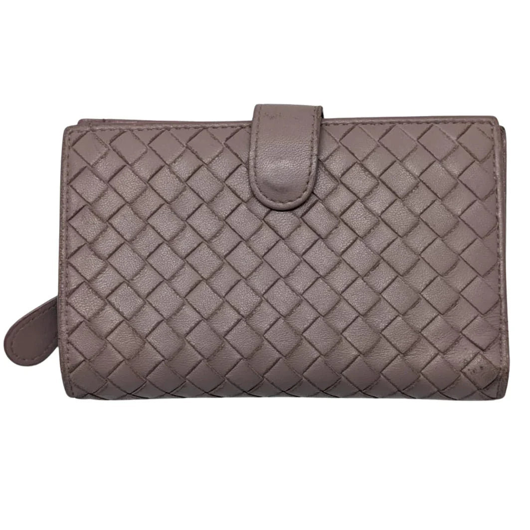 Bottega Veneta Intreciatto Vintage Wallet Leather Pink - Lost Designer