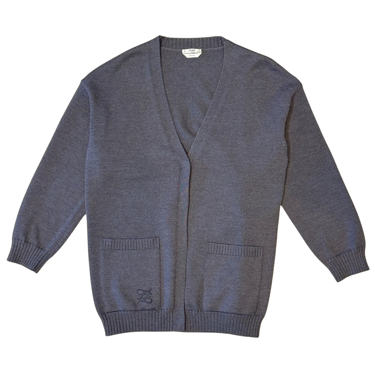 Fendi Roma Wool Cardigan Grey 42 - Lost Designer