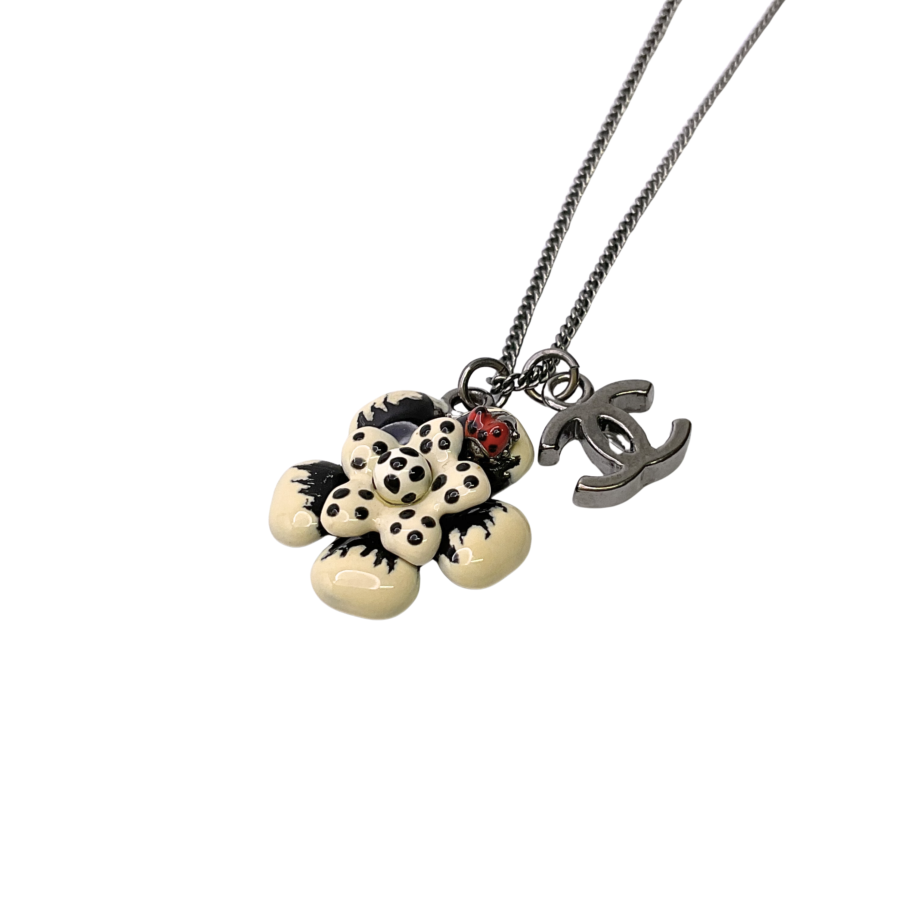 Chanel LadyBug Flower Necklace CC Logo