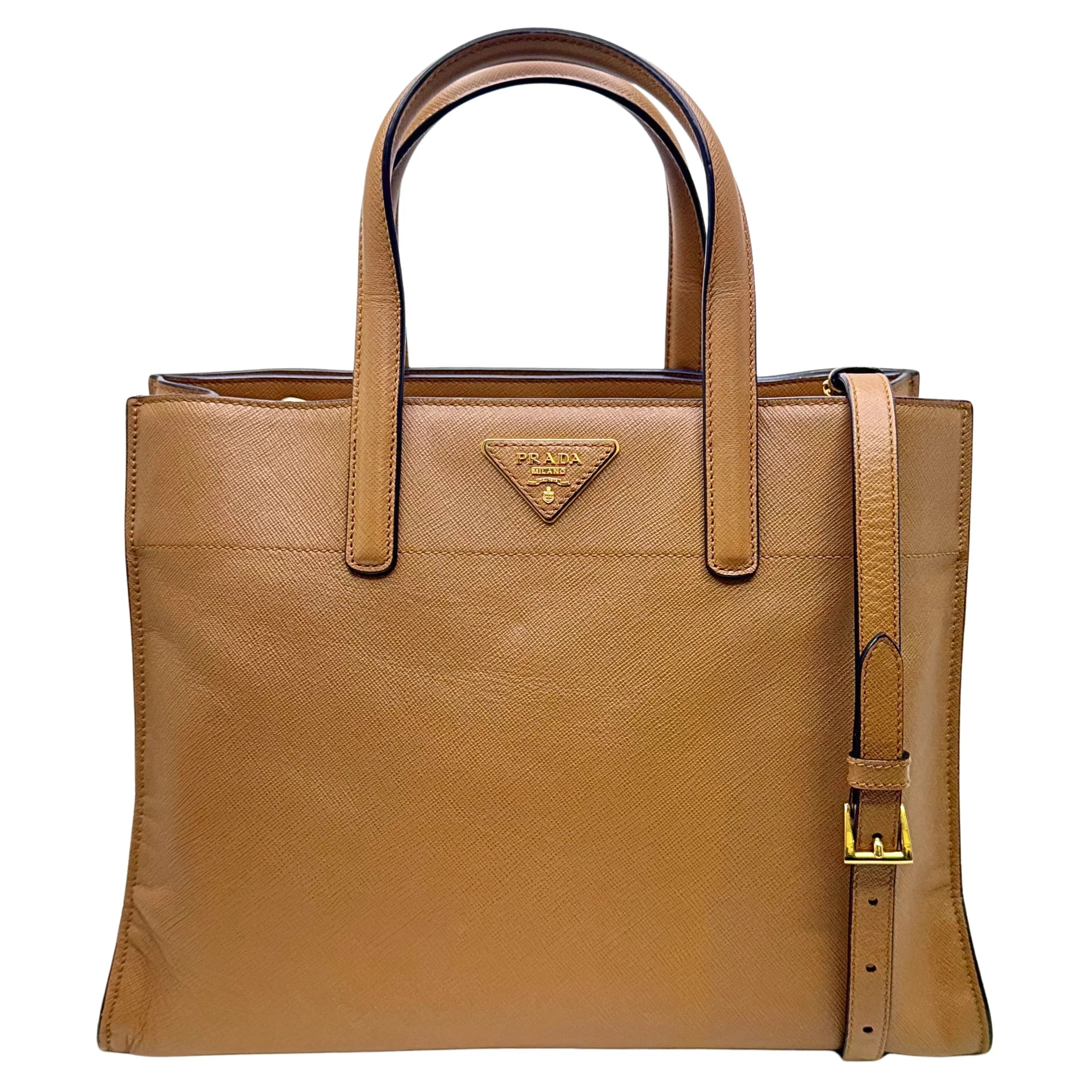 Prada Saffiano Handbag Leather Brown - Lost Designer