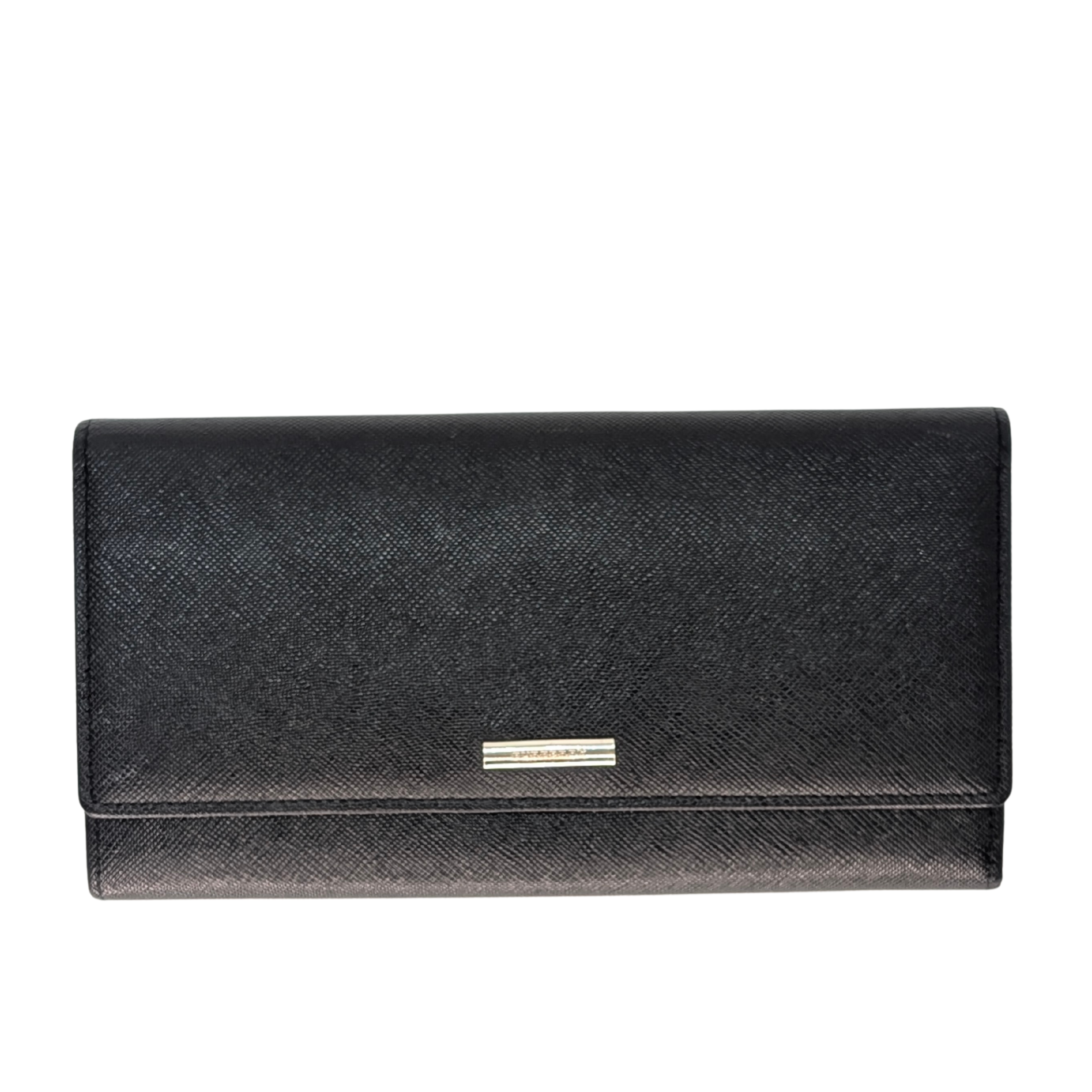 Burberry Black Long Wallet Leather Black