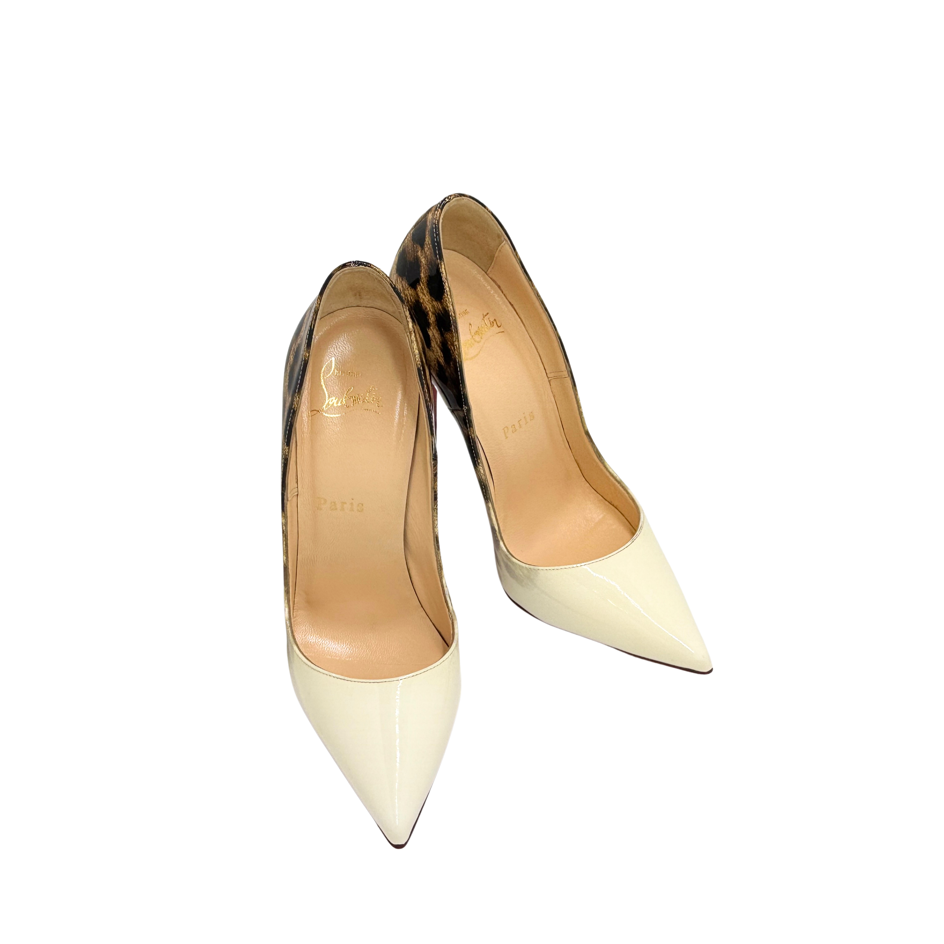 Christian Louboutin White Leopard Print So Kate Pumps 36