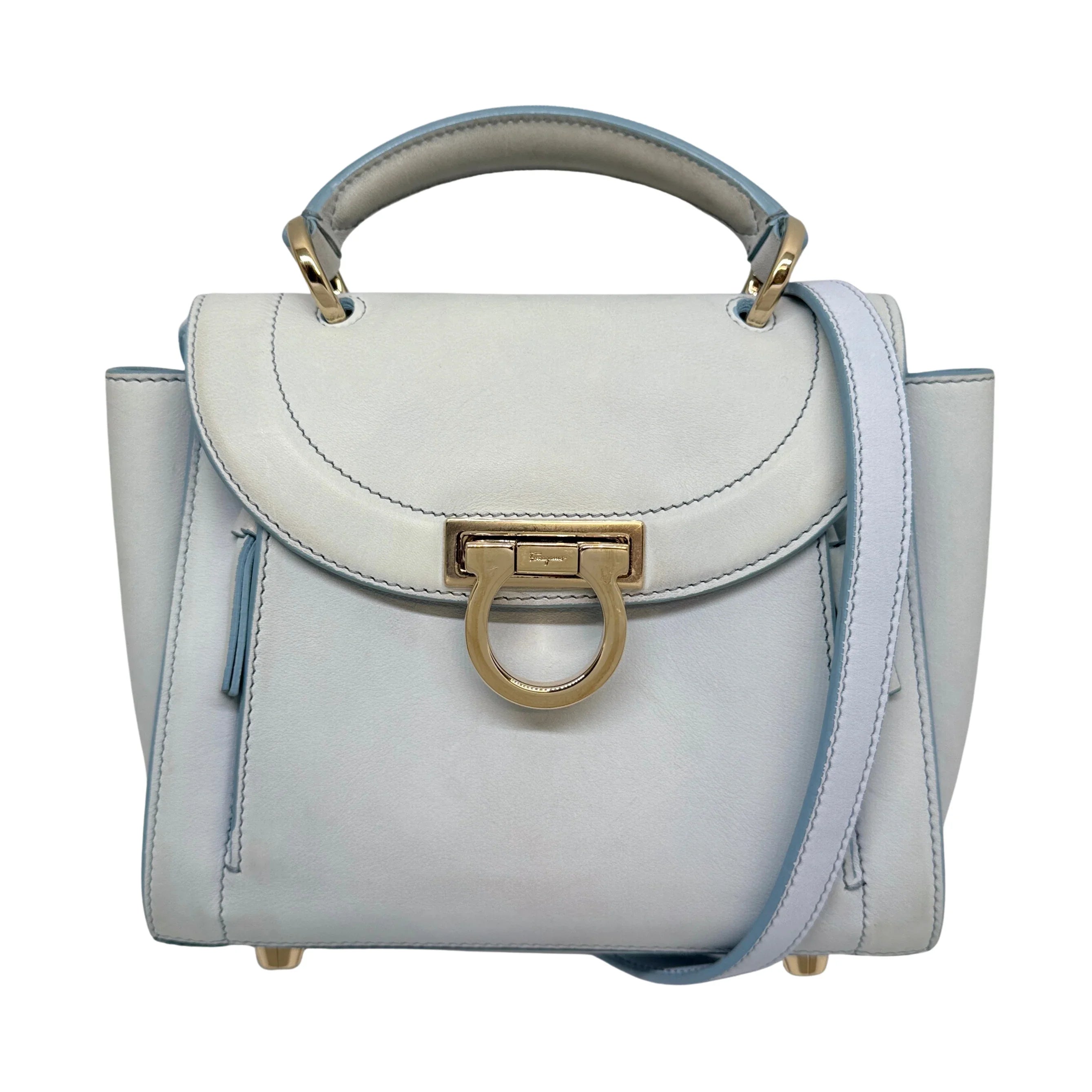 Salvatore Ferragamo Sofia Rainbow Shoulder Bag Baby Blue - Lost Designer