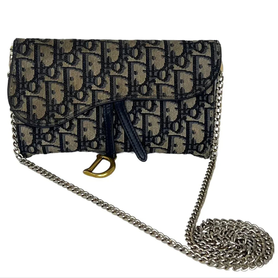 Dior Saddle Wallet on Chain Oblique Jacquard Crossbody Bag
