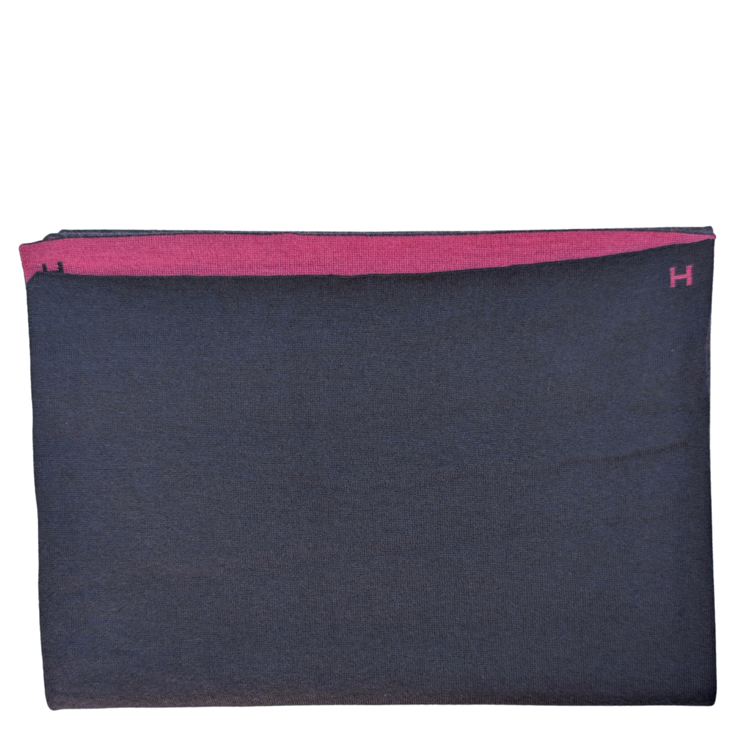 Hermès Reversible Cashmere Silk Scarf in Burgundy and Navy