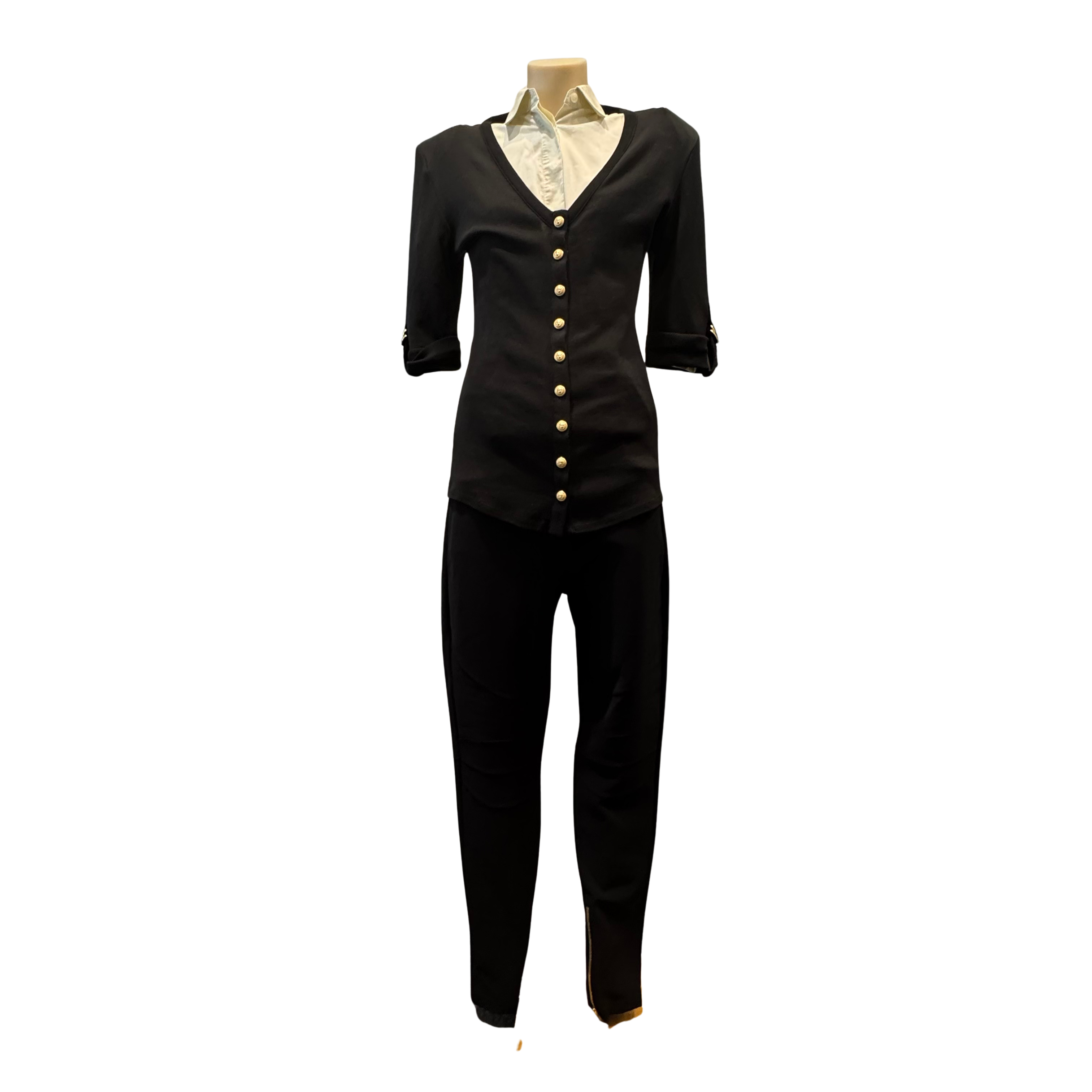 Balmain Paris Two Piece Cardigan And Pants Set Sizes 38 + 40 Black