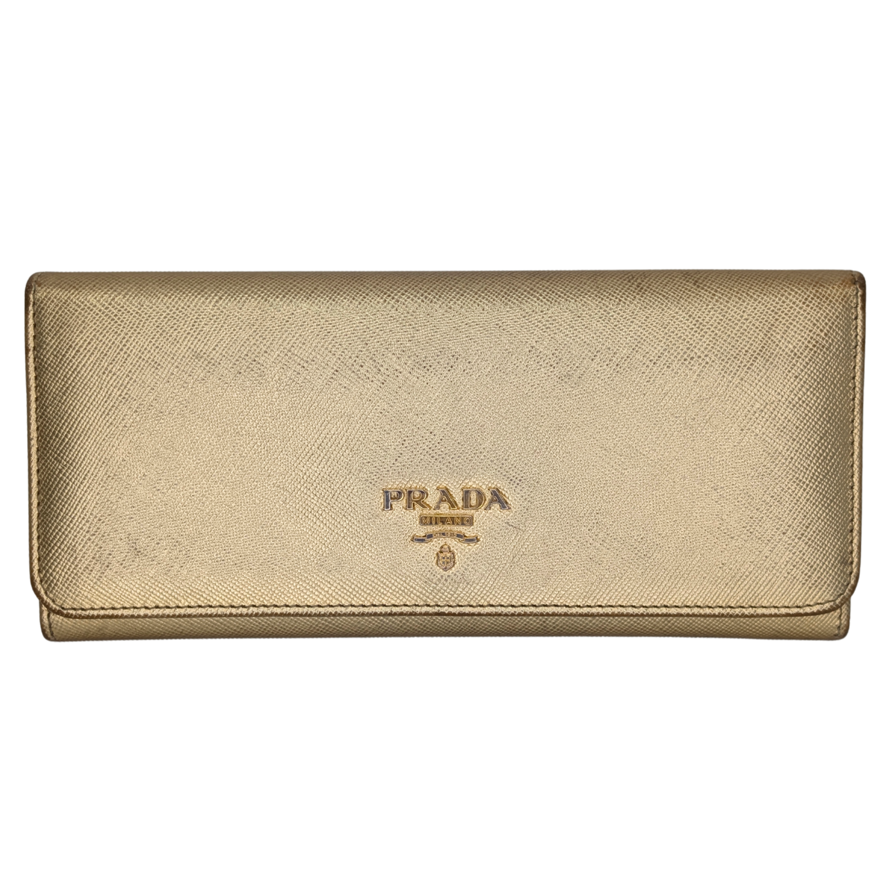 Prada Saffiano Metal Continental Wallet Gold