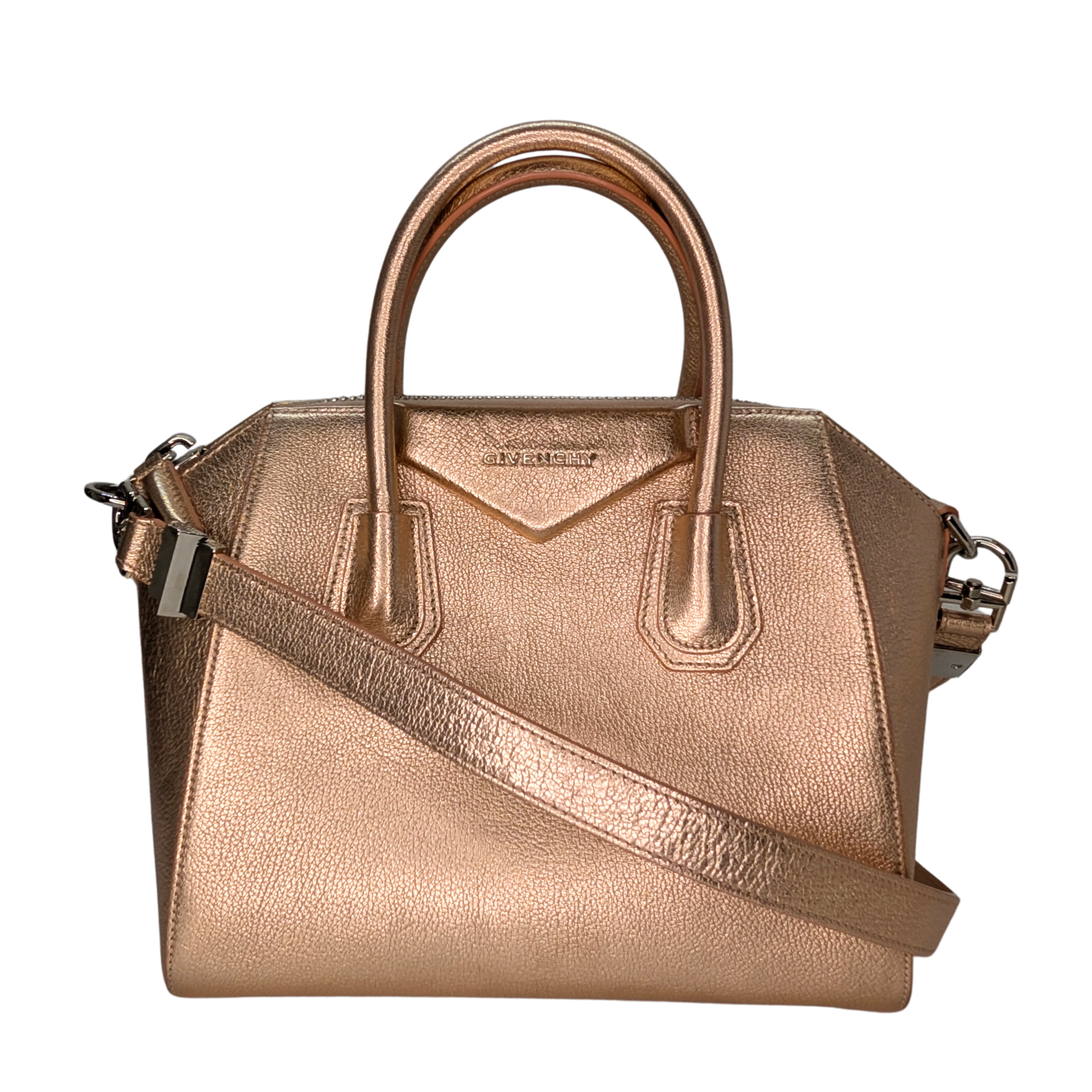 Givenchy Antigona Small Sugar Goatskin Metalic Pink Bag