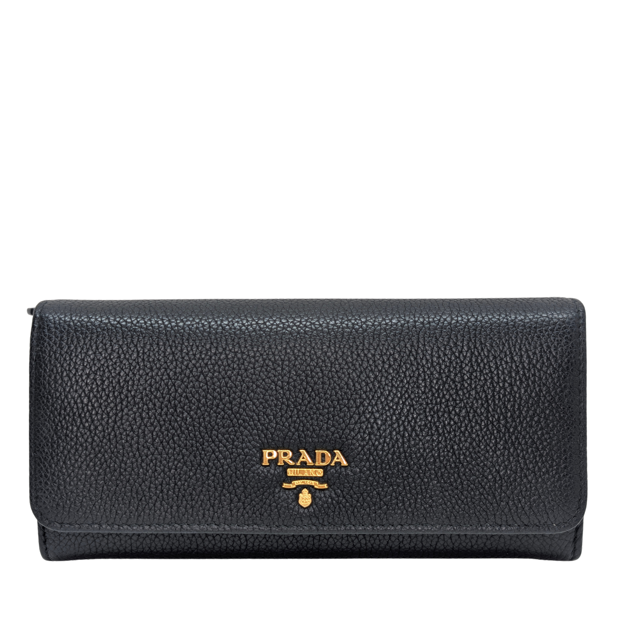 Prada Vitello Grain Nero Long Wallet