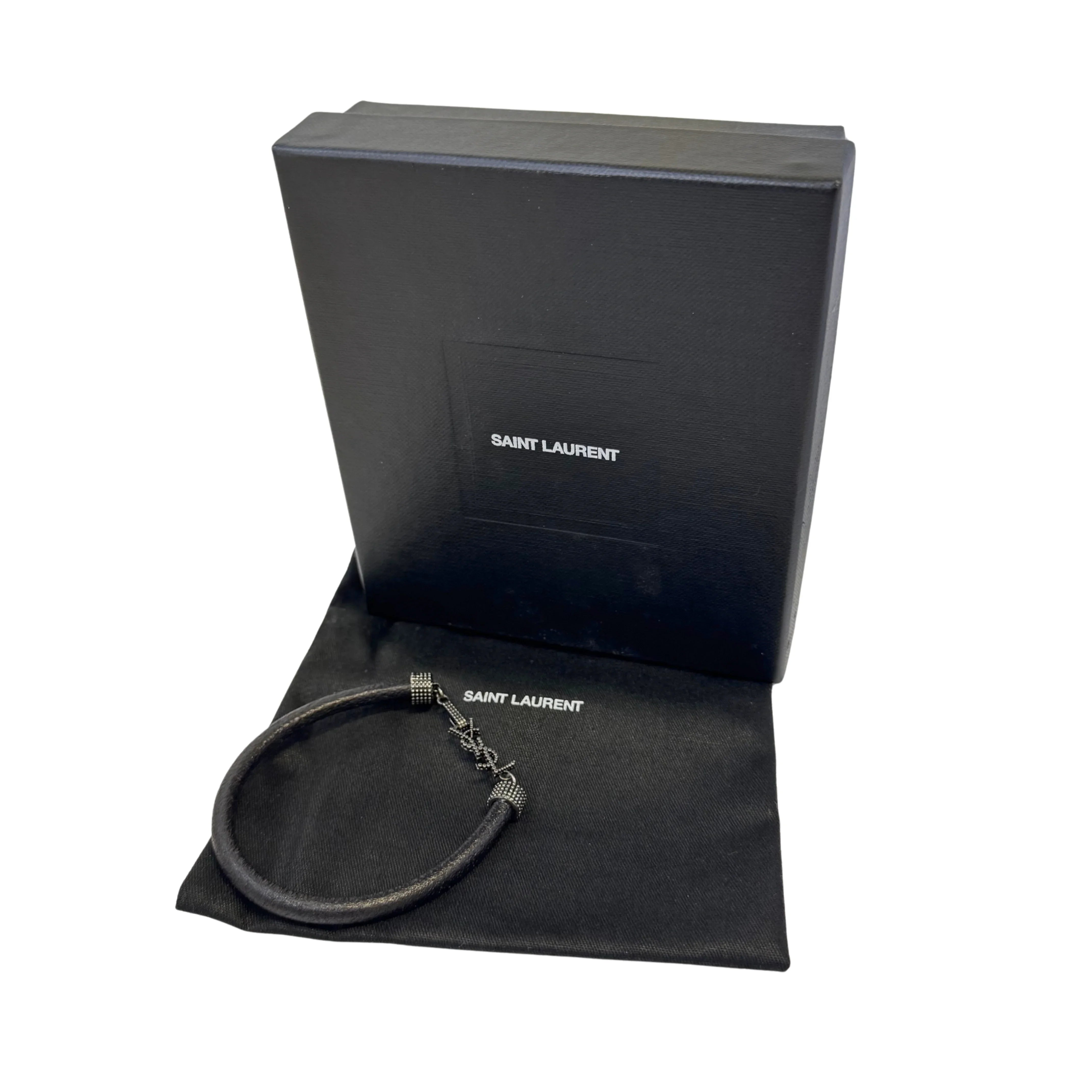 Yves Saint Laurent YSL Textured Leather Bracelet