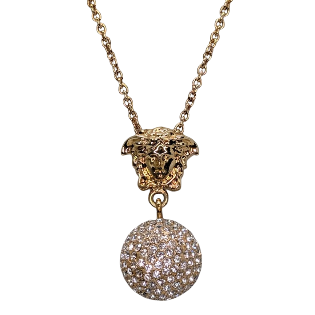 Versace Meduca Crystal-Embellished Pendant Necklace