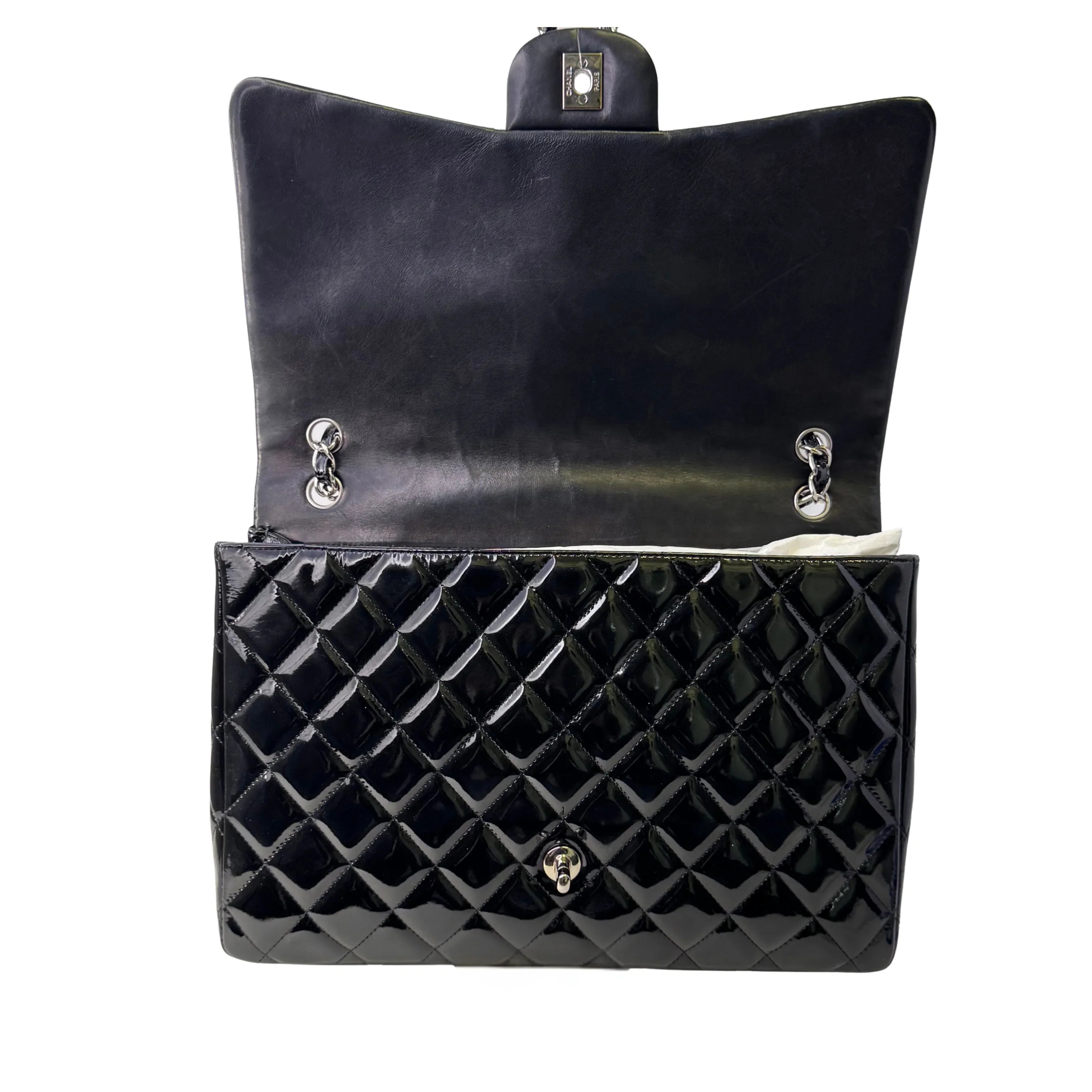 Chanel Maxi Flap Patent Leather Bag Black - Lost Designer