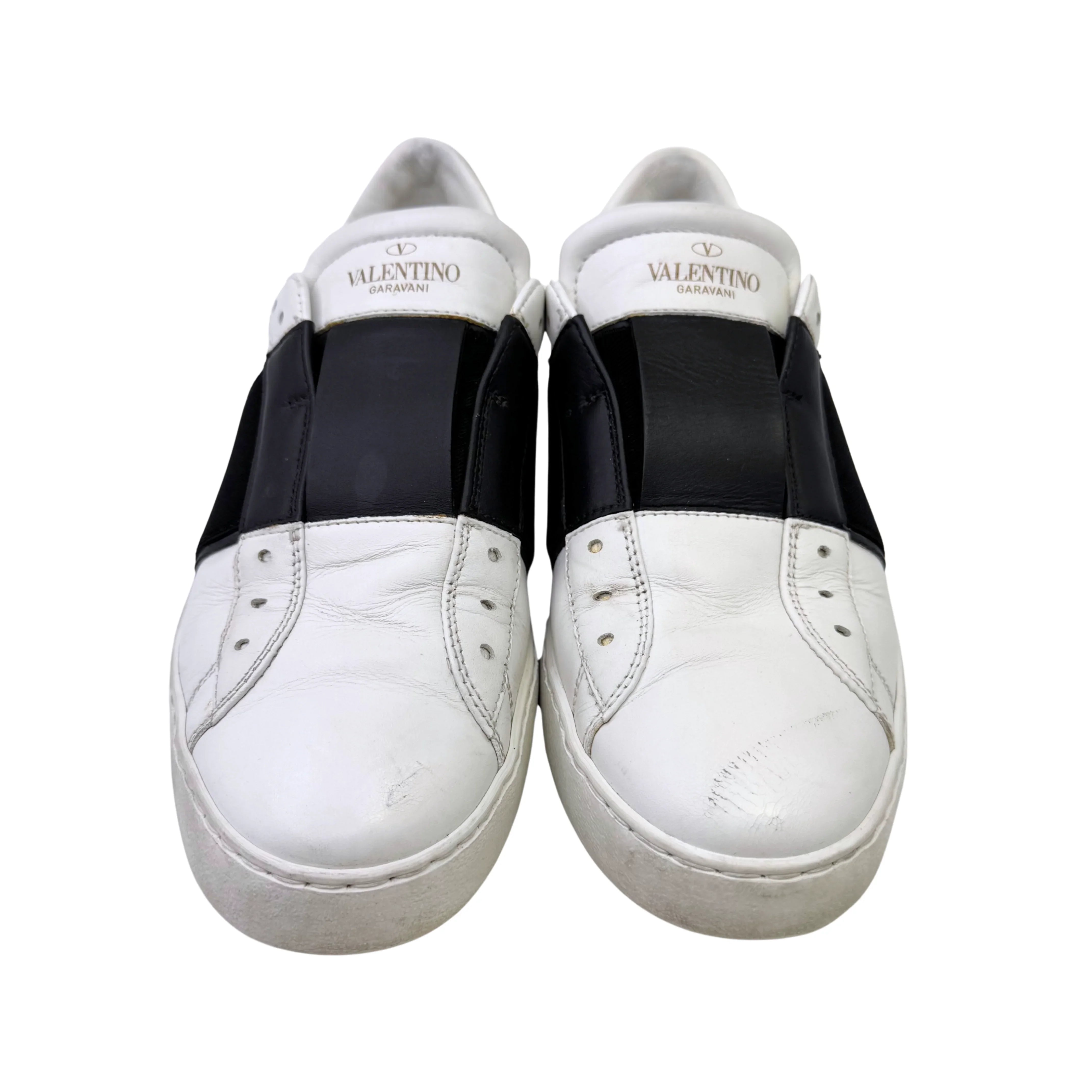 Valentino Open Slip On Sneaker White & Black Women's Size 38