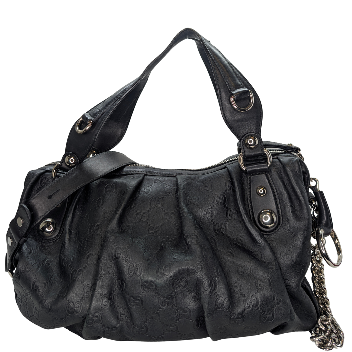 Gucci Guccissima Icon Bit Medium Boston Bag Black