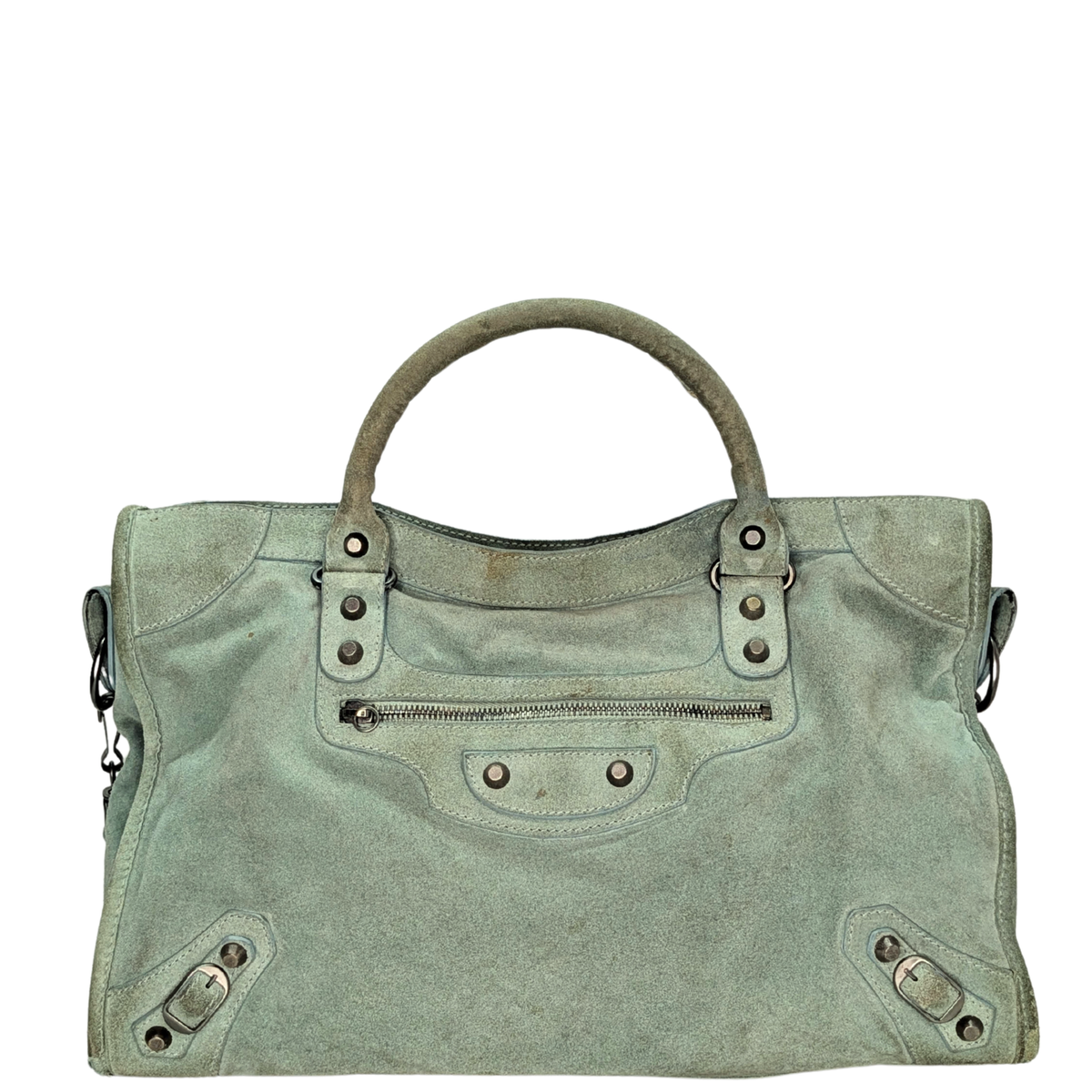 Balenciaga Motorcycle City Bag Suede Leather Pastel Green