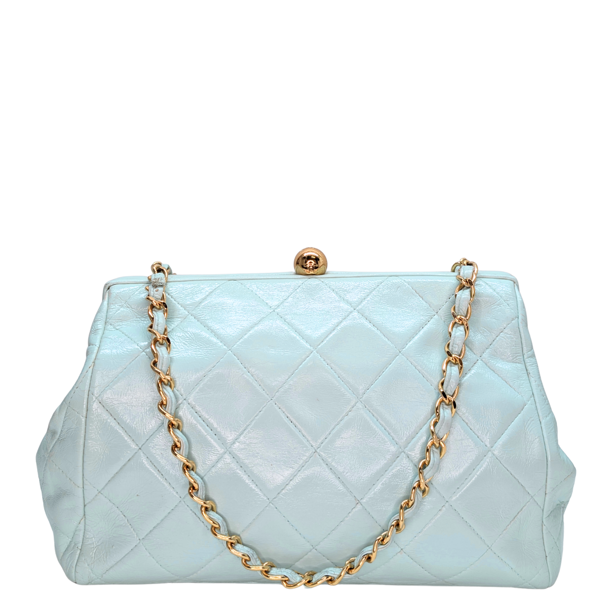 Chanel Vintage Kiss Lock Bag Baby Blue