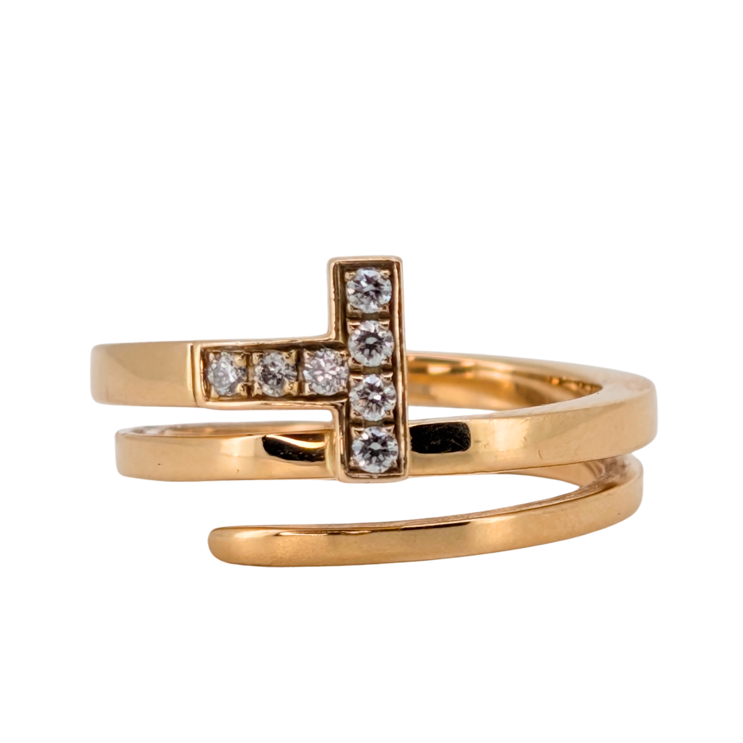 Tiffany & Co. T Square Wrap Ring in 18K Rose Gold with Diamonds
