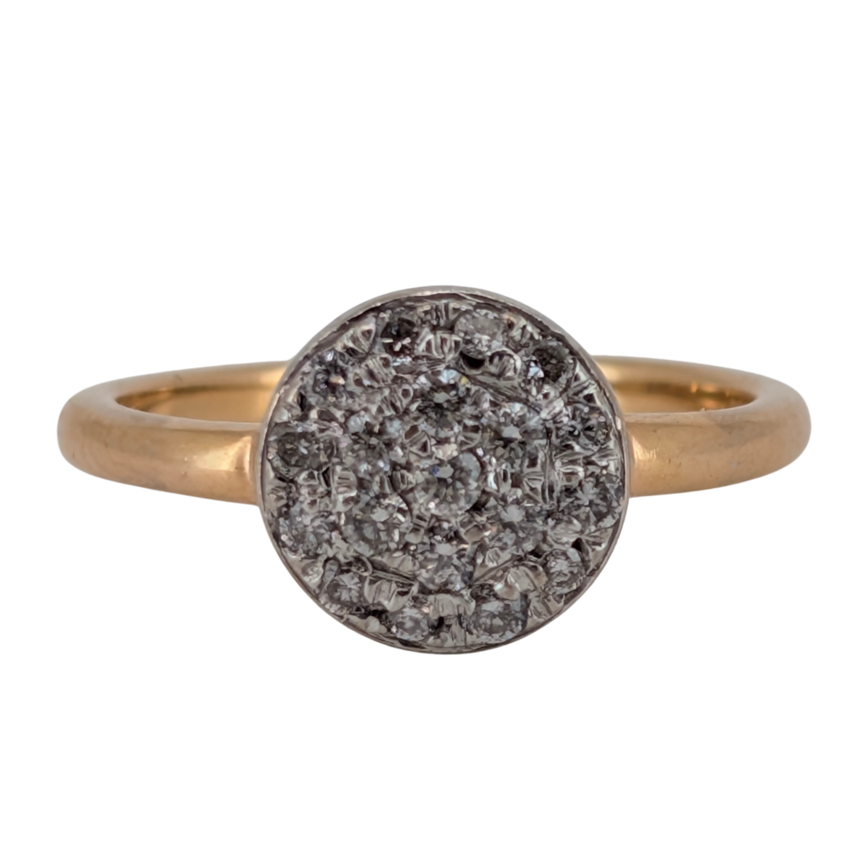 0.65Ct Natural Cluster Brilliant Cut Diamond Ring On 18K Gold