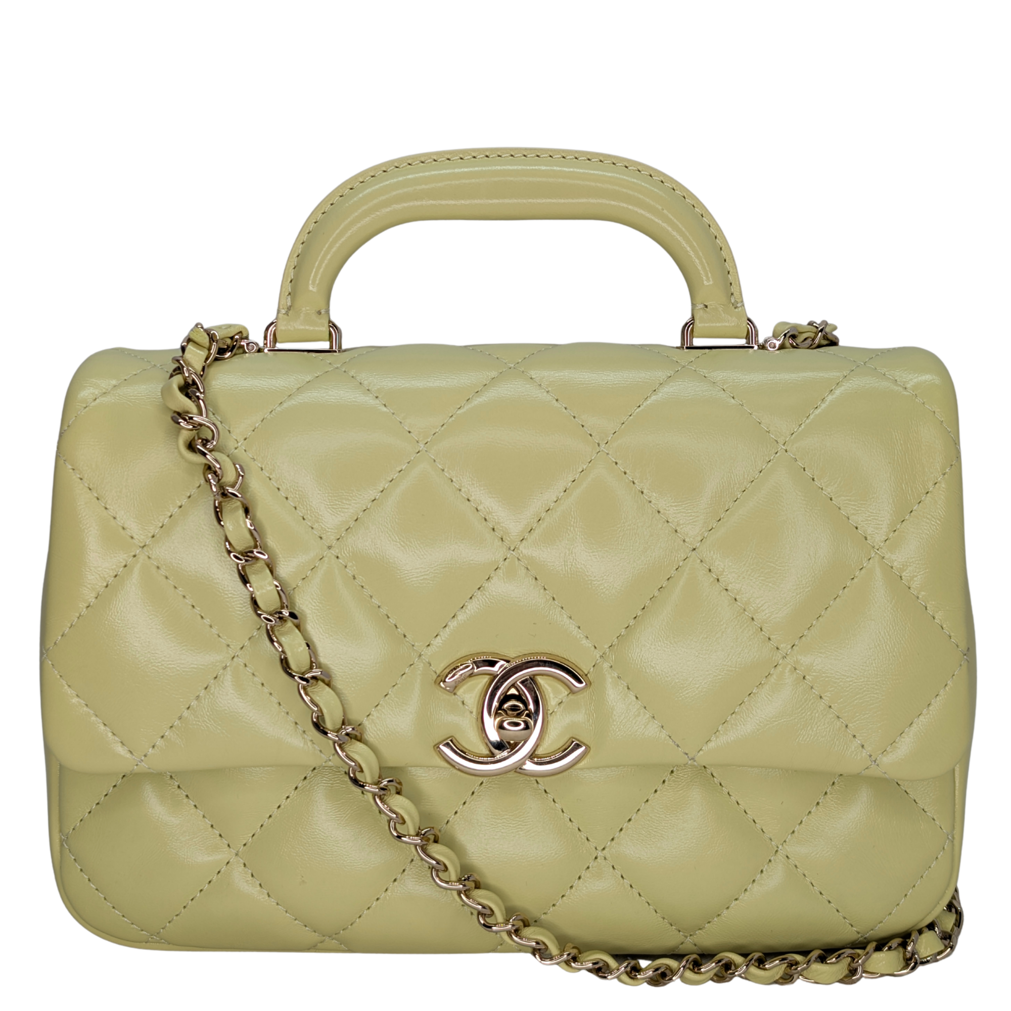 Chanel Mini Rectangular Top Handle Flap Bag Yellow