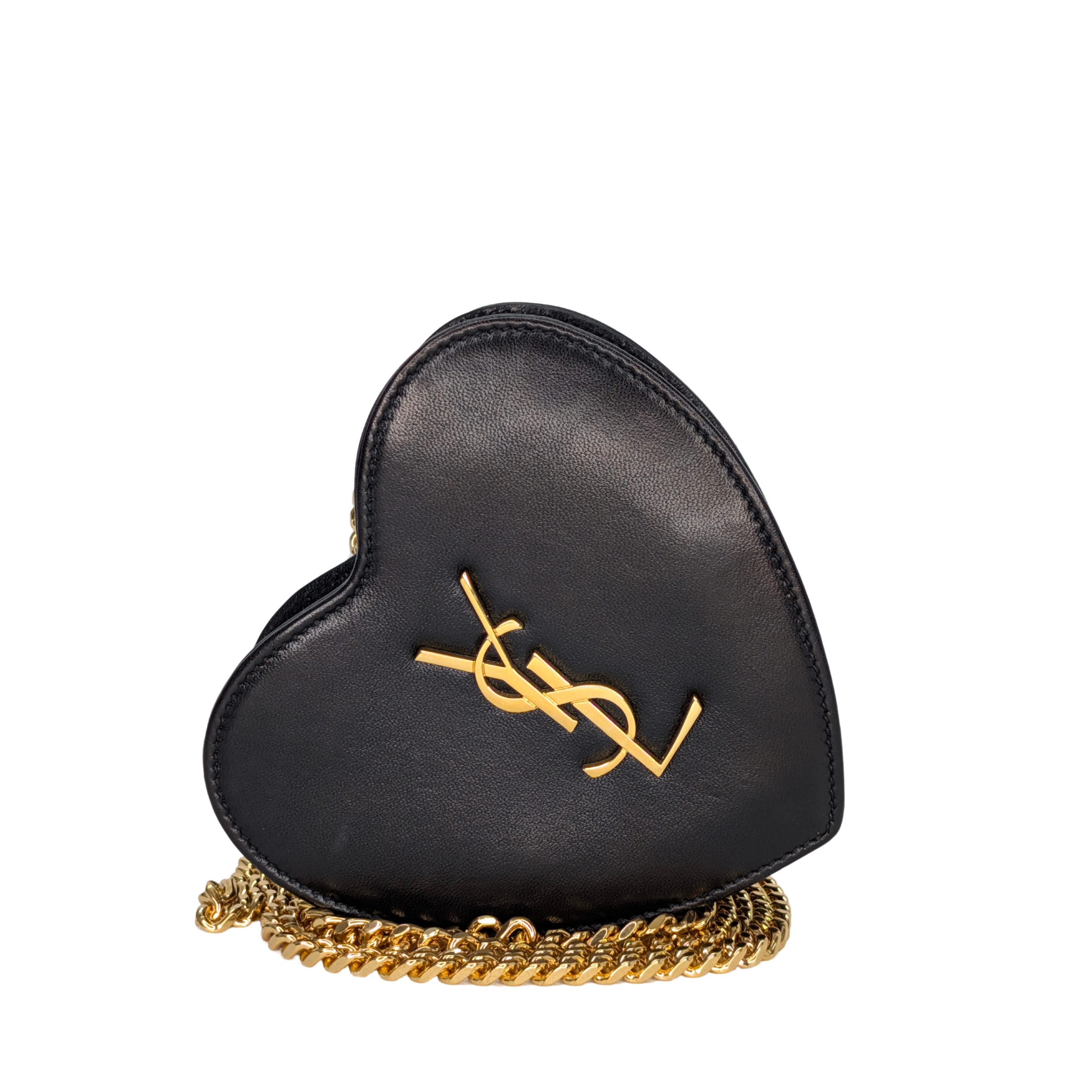 Yves Saint Laurent Mini Love Heart Leather Crossbody Bag Black
