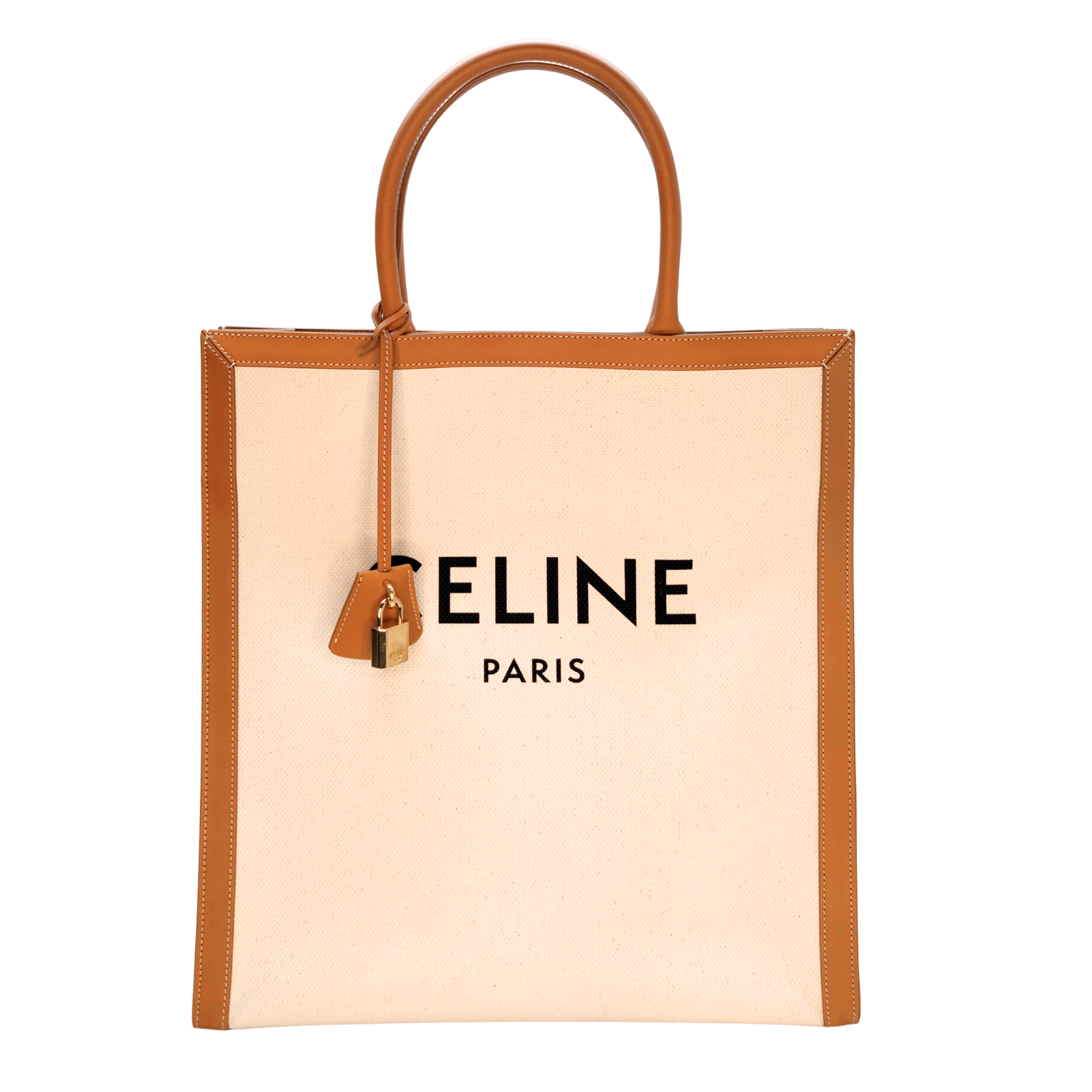 Celine Leather X Canvas Cabas Vertical Tote Bag Large
