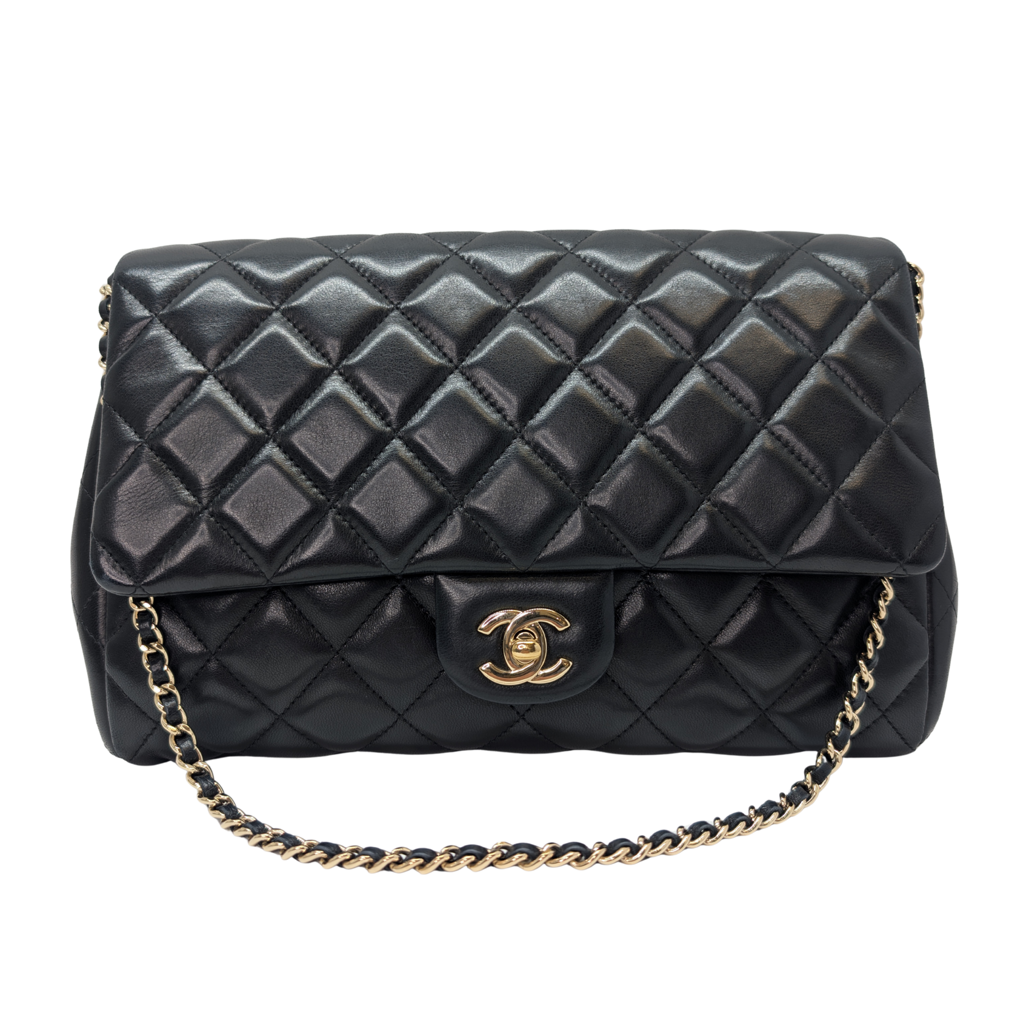 Chanel Classic Quilted Clutch With Chain Black