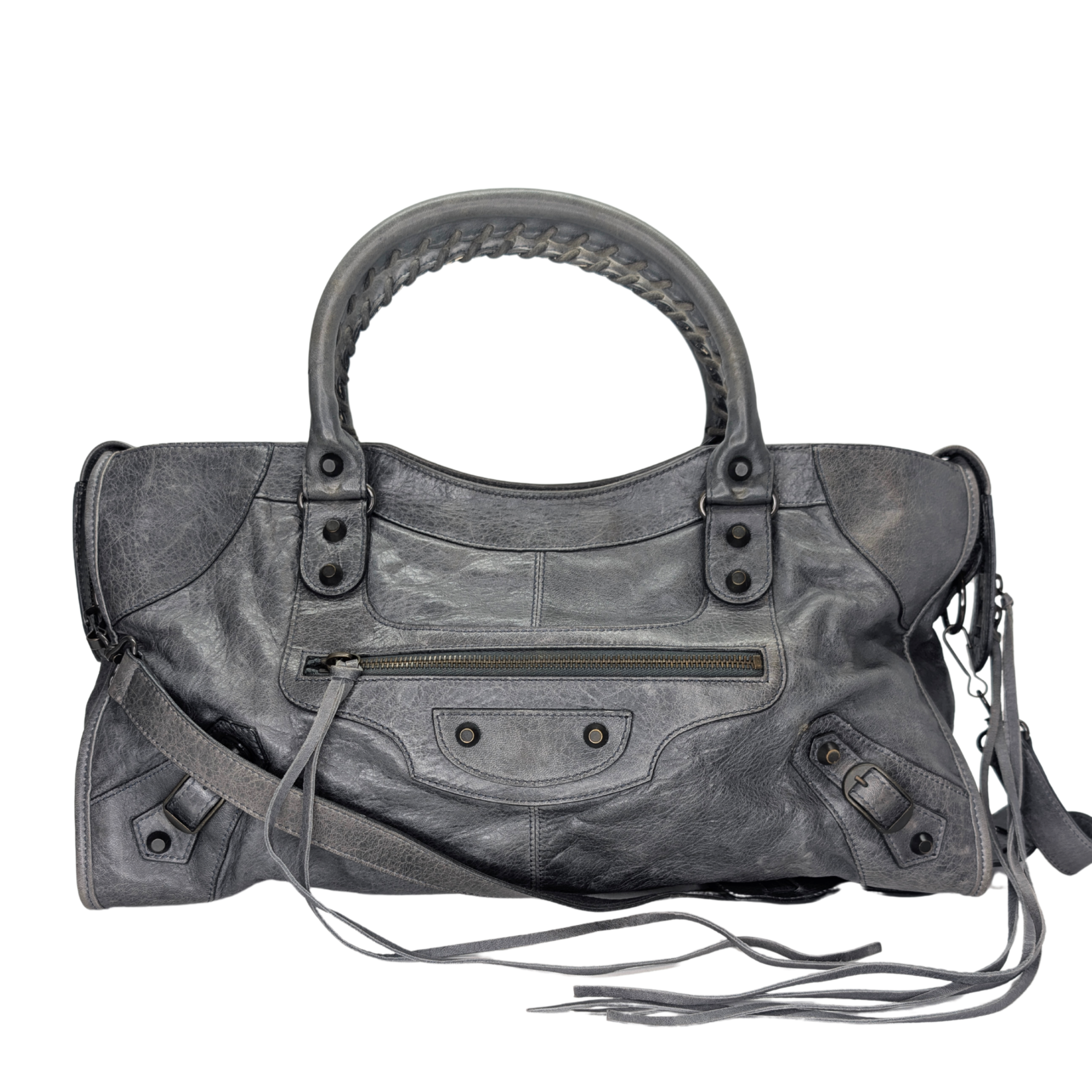 Balenciaga Motorcycle City Shoulder Bag Grey
