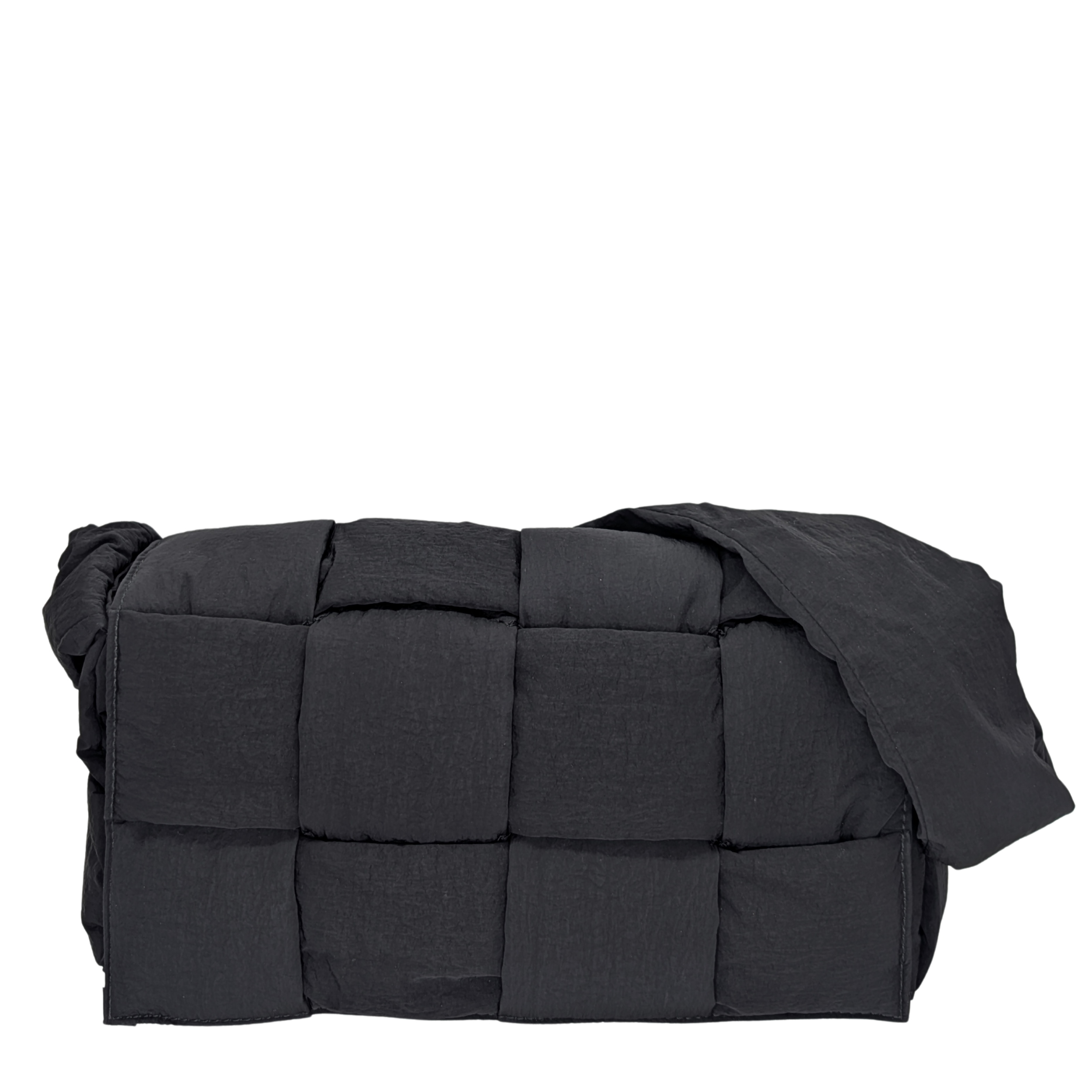 Bottega Nylon Intrecciato Padded Tech Cassette Bag Black