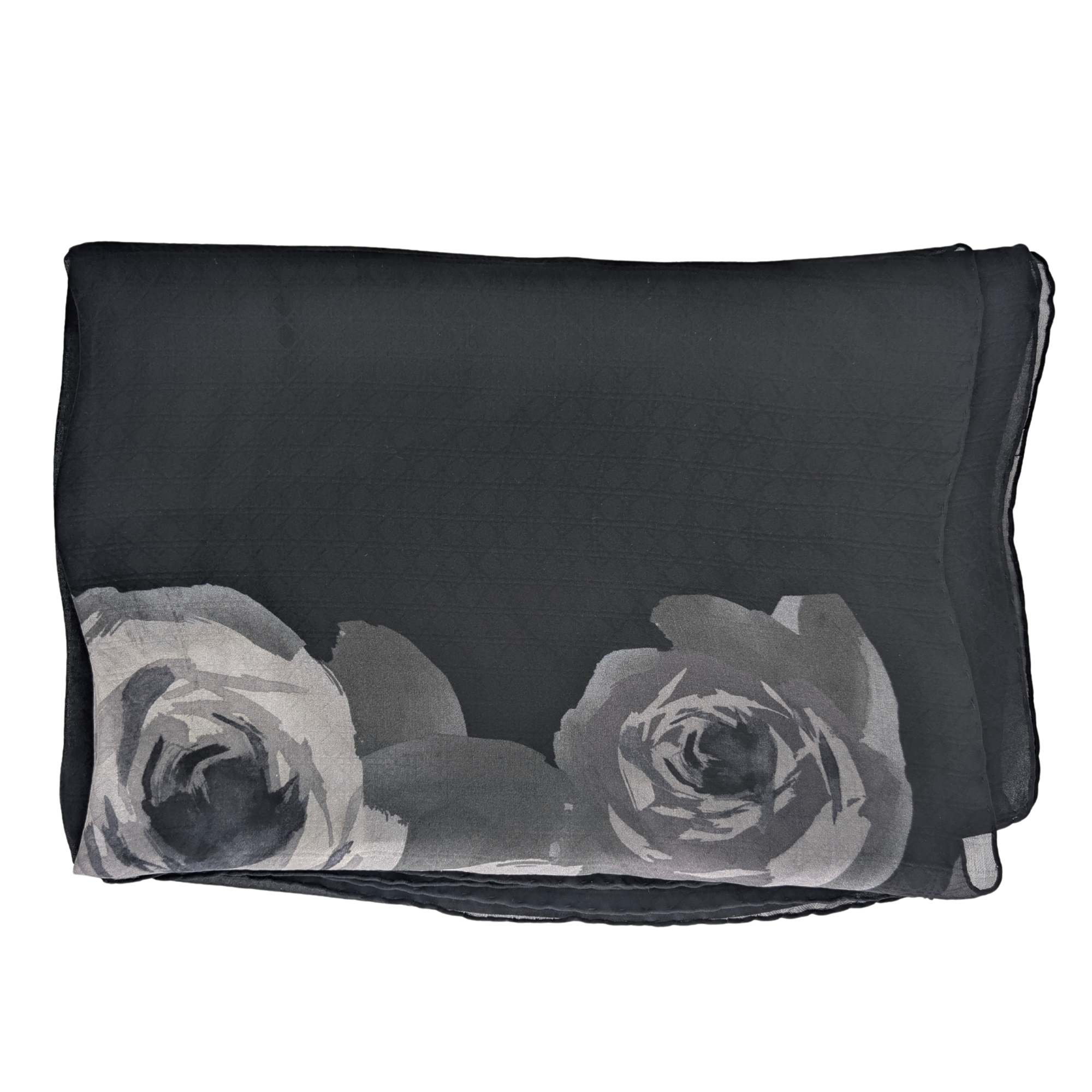 Christian Dior Floral Silk Scarf Black