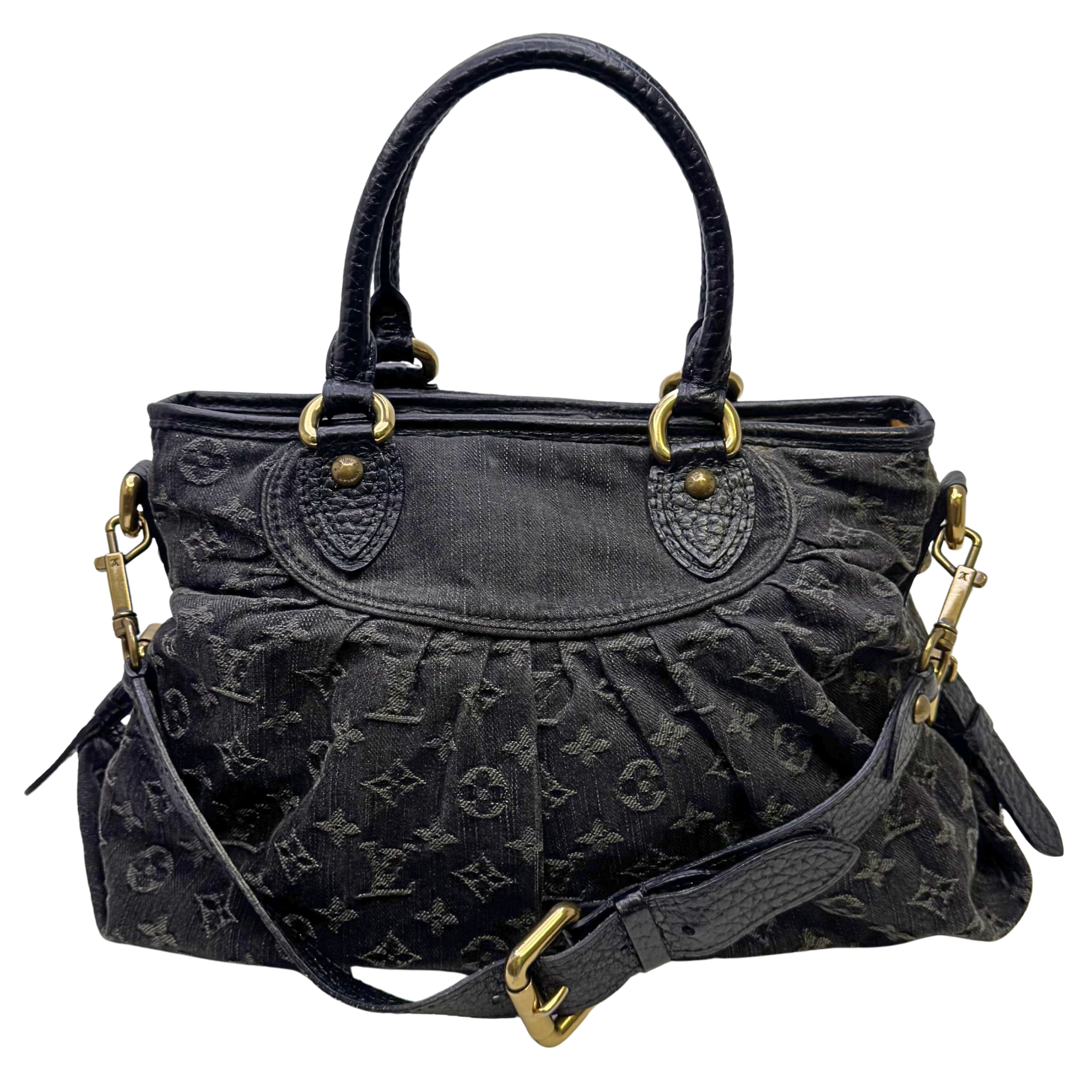 Louis Vuitton Neo Cabby MM Handbag Denim Black