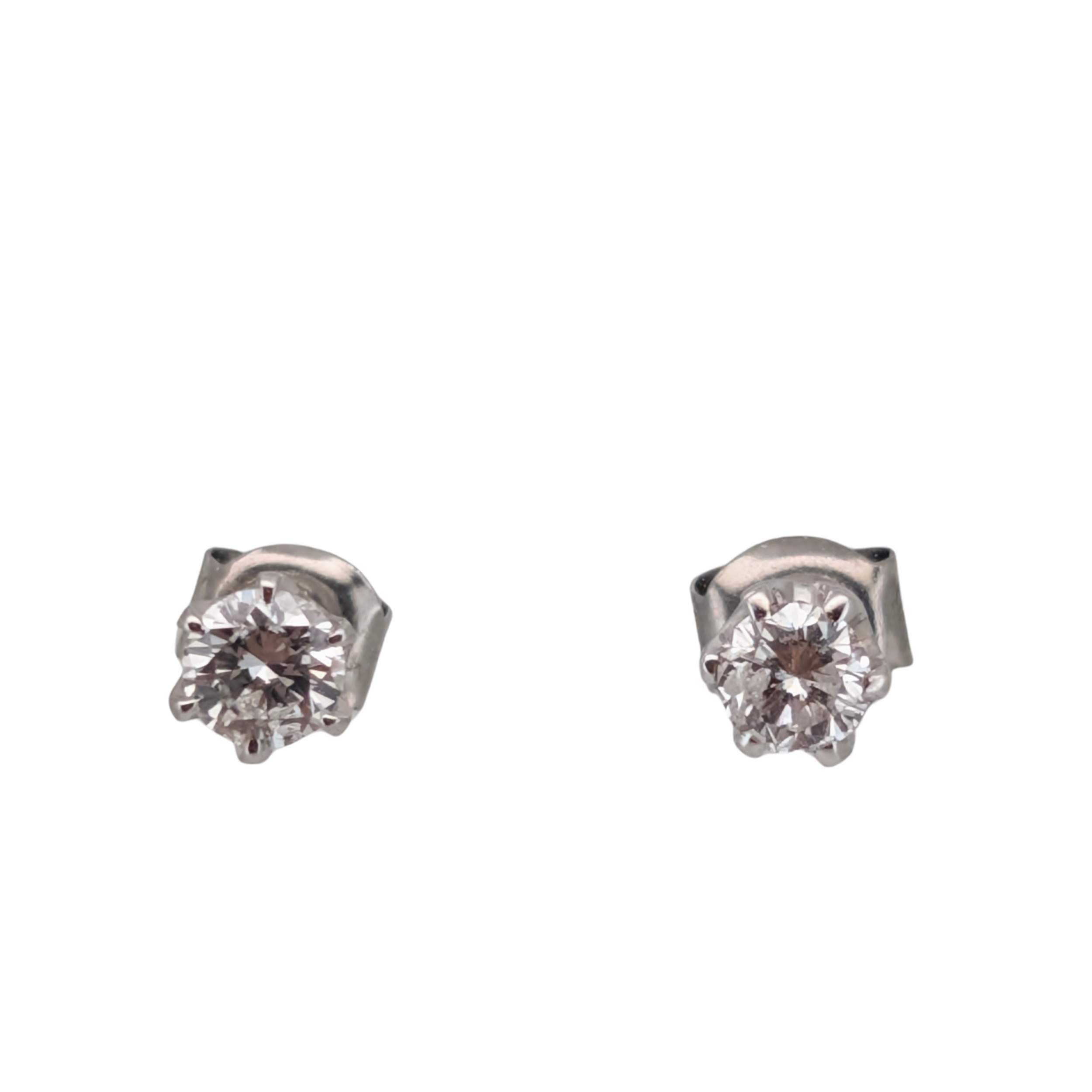 0.34Ct Round Brilliant Cut Natural Diamond Stud Earrings In Platinum