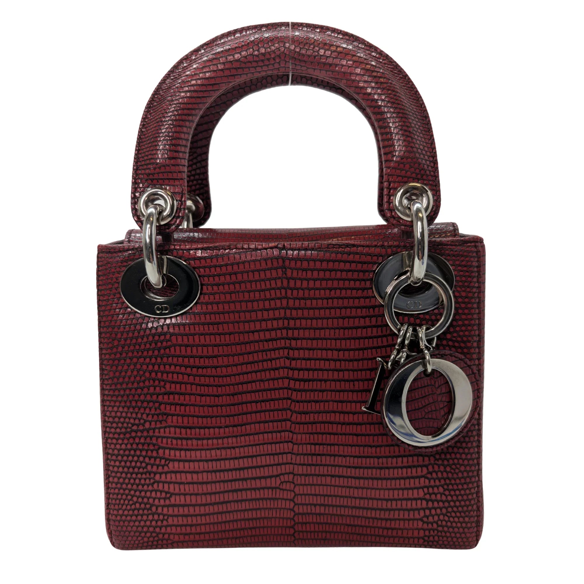 Christian Dior Mini Lady Dior Lizard Burgundy - Lost Designer