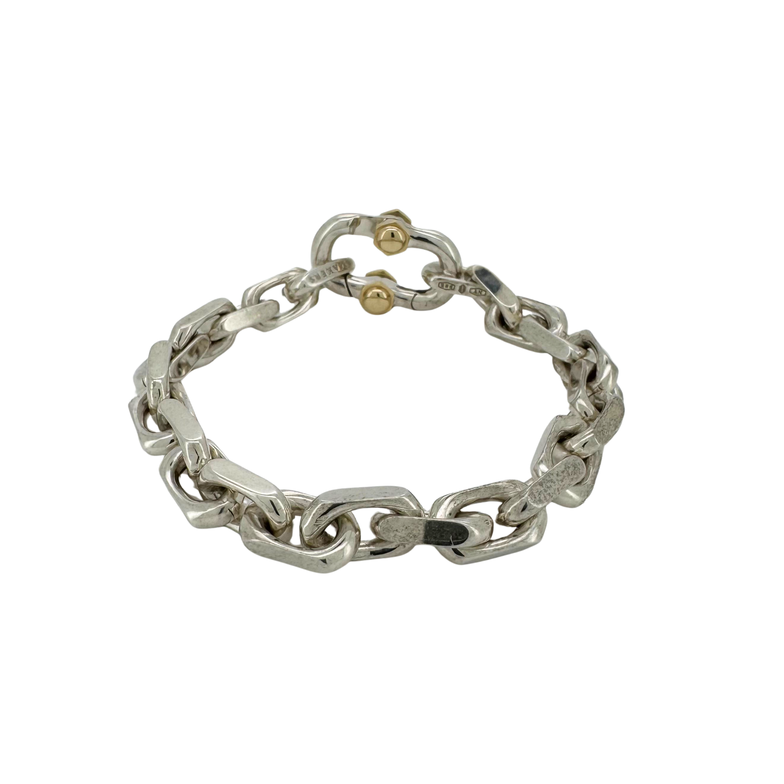 Tiffany & Co Makers Wide Chain Bracelet in Sterling Silver & 18k Gold