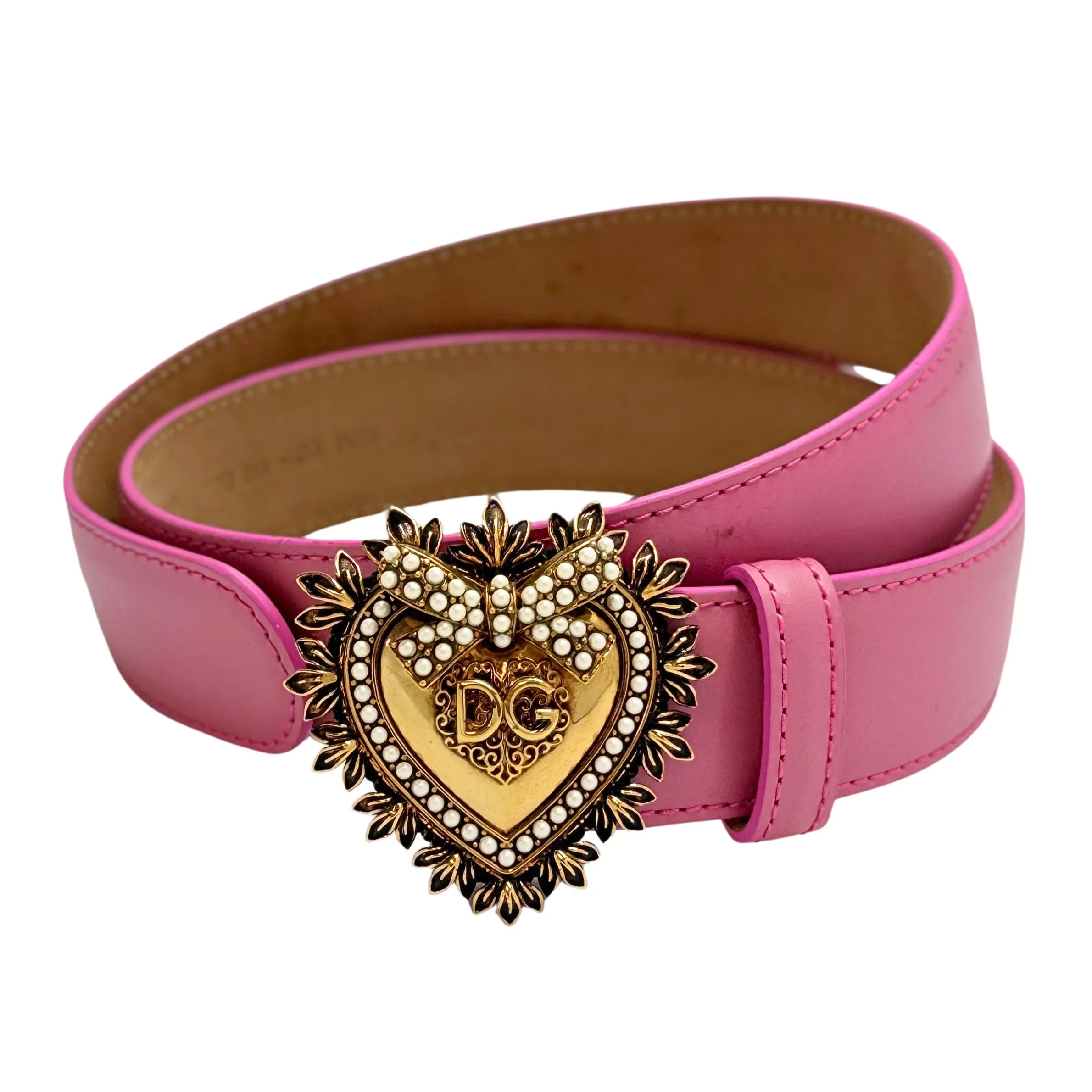 Dolce & Gabbana Devotion Belt Leather Pink - Lost Designer