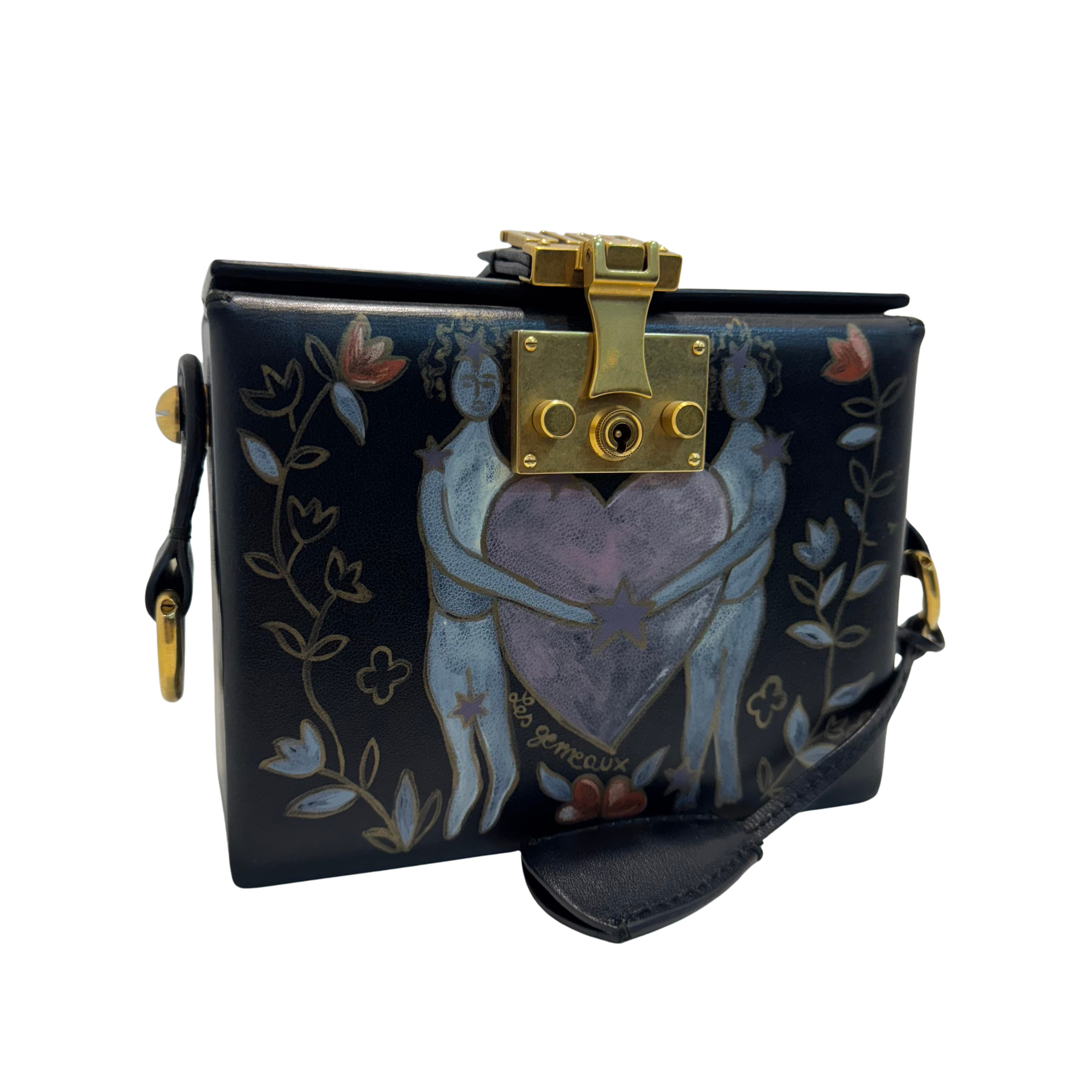 Dior Lockbox Zodiac Shoulder Bag Leather Black