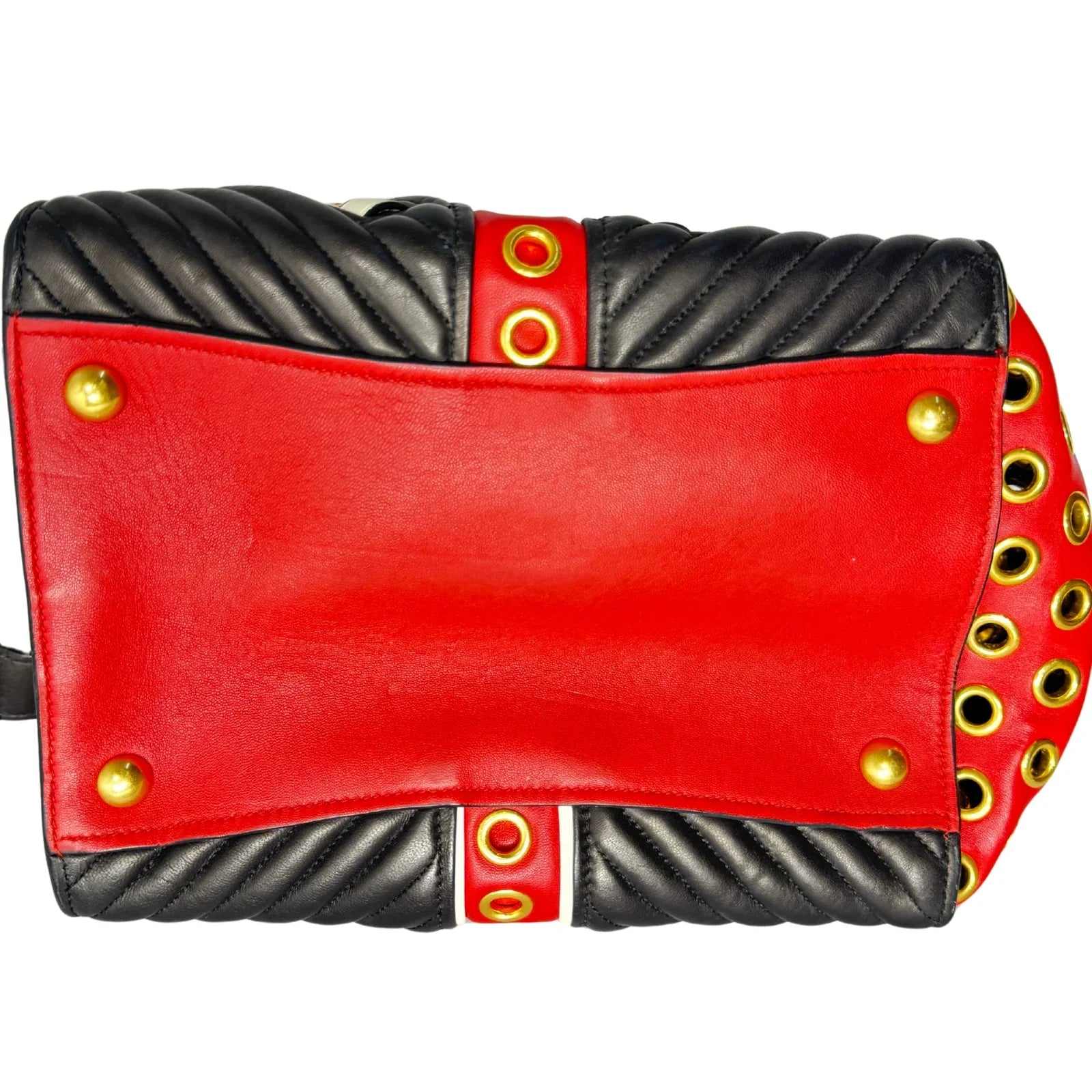 Miu Miu Nappa Biker Bicolor Quilted Leather Bag – Red & Black