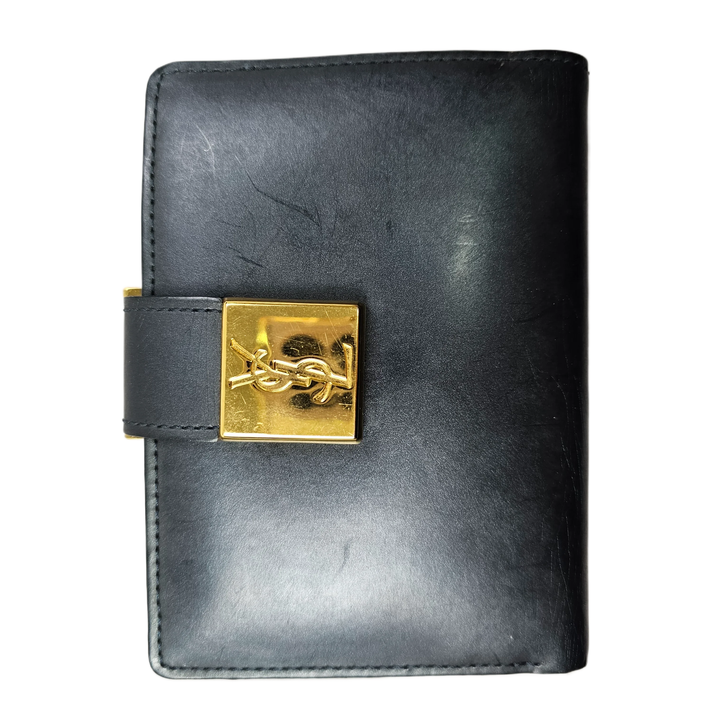 Yves Saint Laurent Navy Blue Leather Wallet