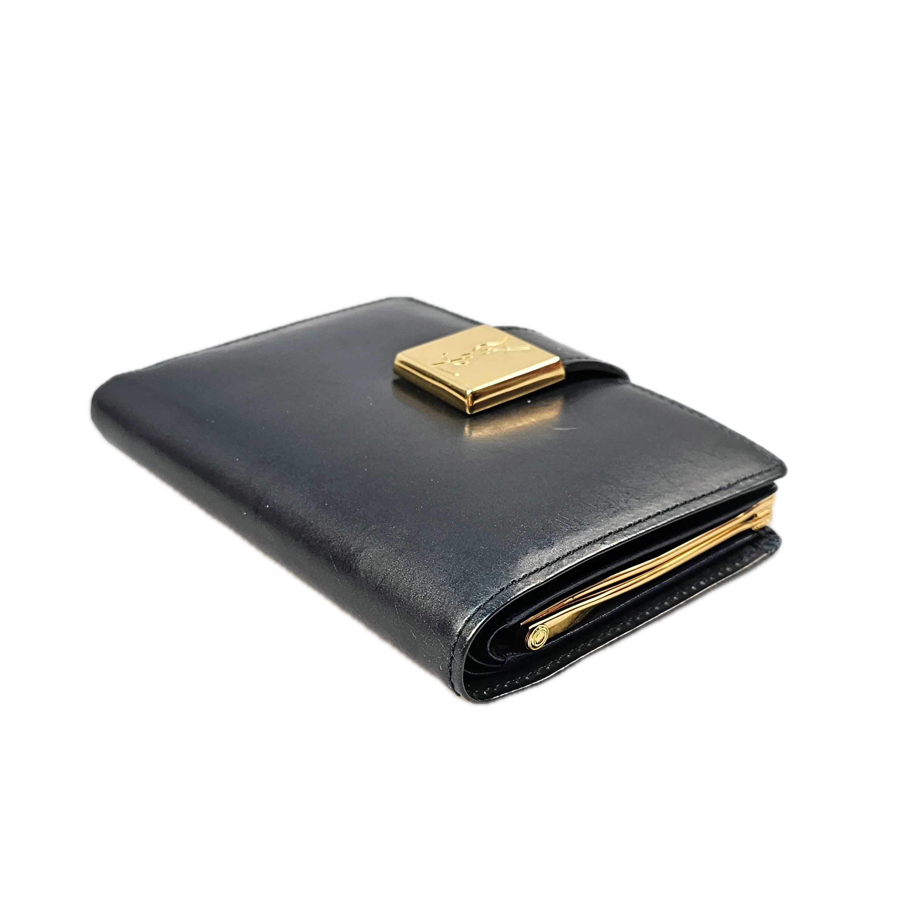 Yves Saint Laurent Navy Blue Leather Wallet