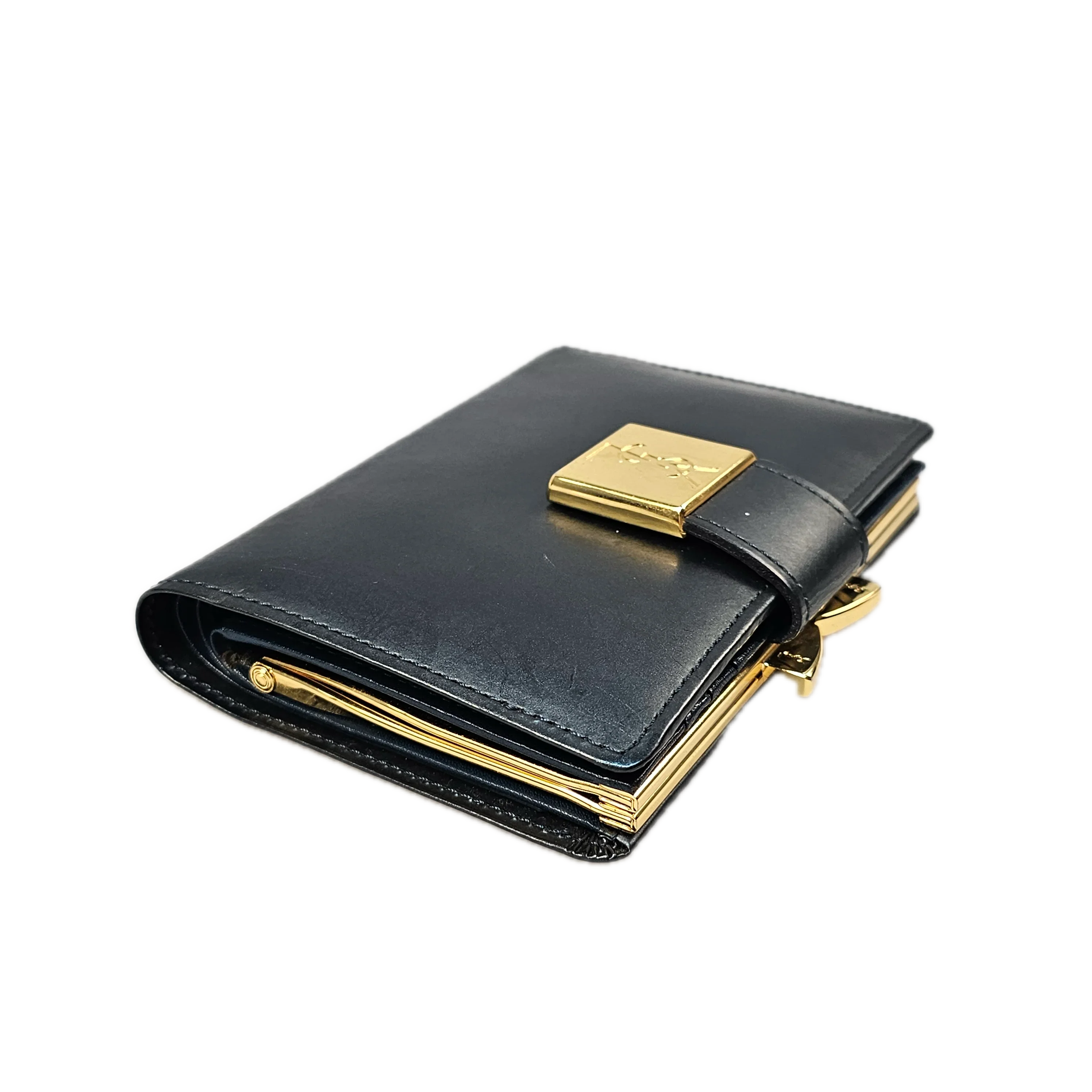 Yves Saint Laurent Navy Blue Leather Wallet