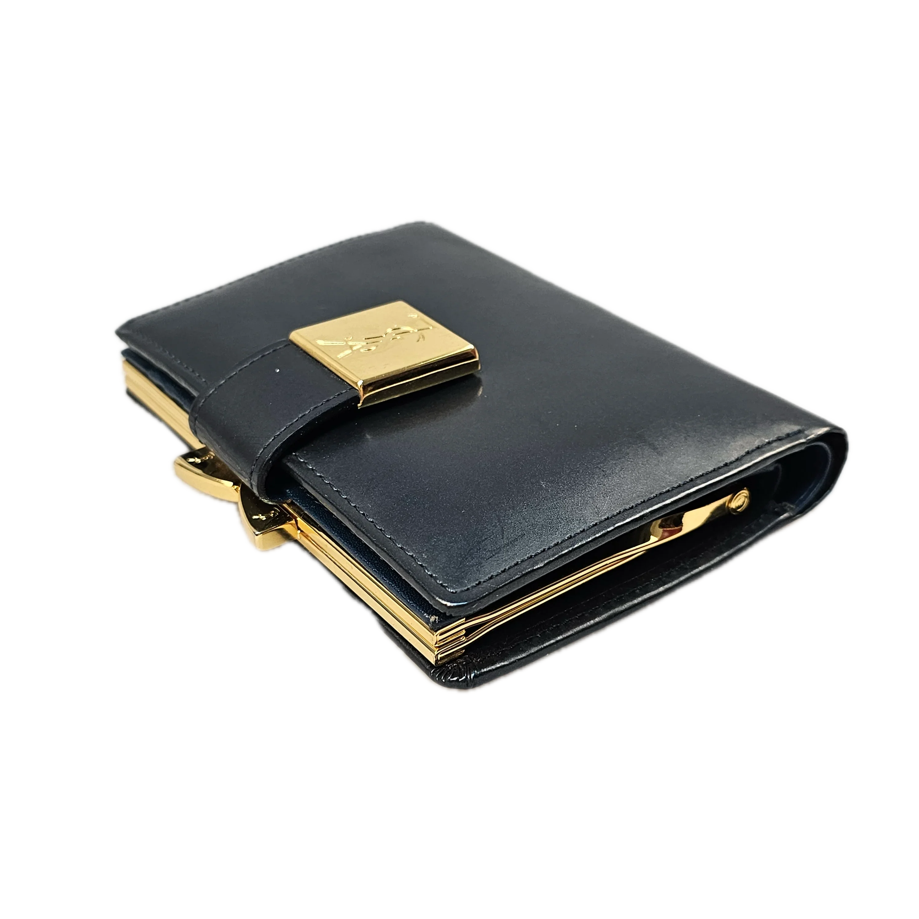 Yves Saint Laurent Navy Blue Leather Wallet