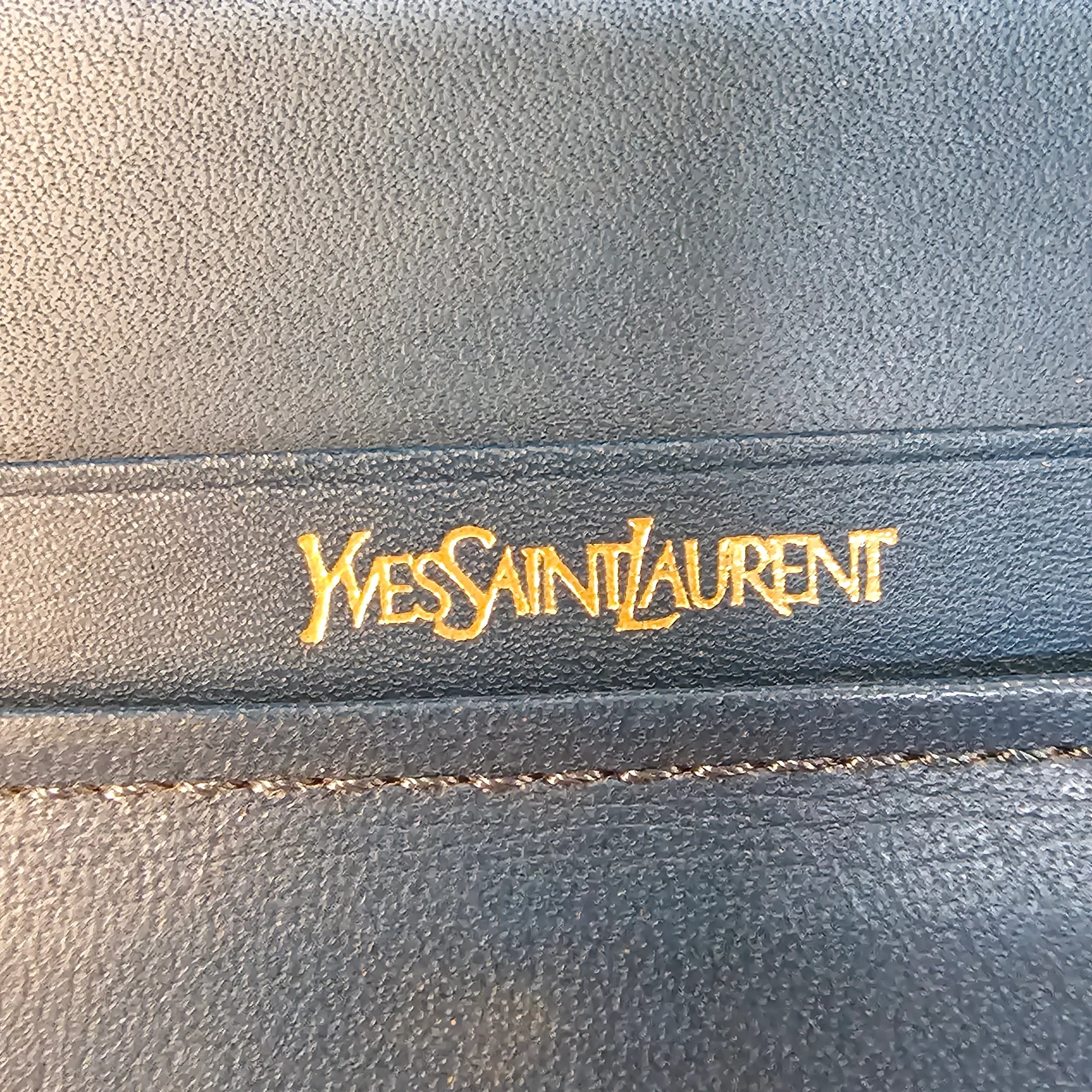 Yves Saint Laurent Navy Blue Leather Wallet